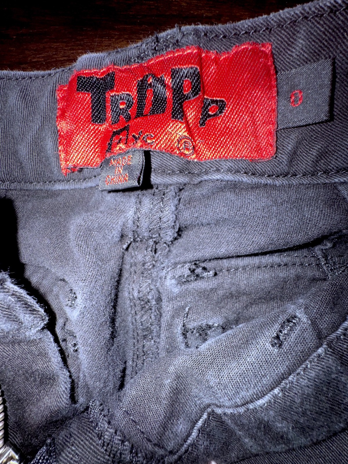 Tripp NYC Black Cargo Pants Size 0 Multi Zipper Y2K Goth Punk Sz 0 China