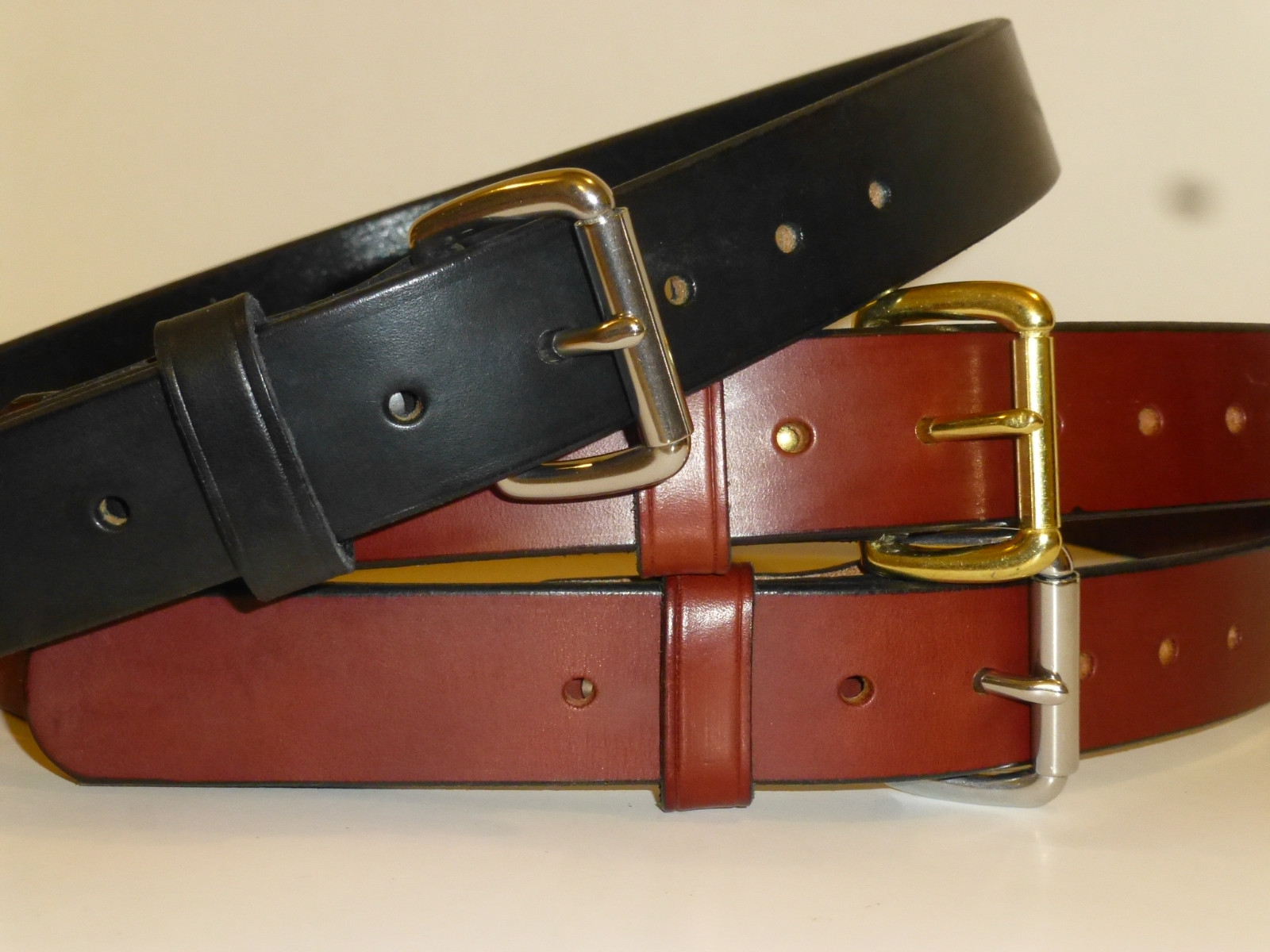 AMISH STYLE ENGLISH BRIDLE LEATHER GUN BELT! 1-1/2″ USA!! MADE IN OHIO! 12/13oz