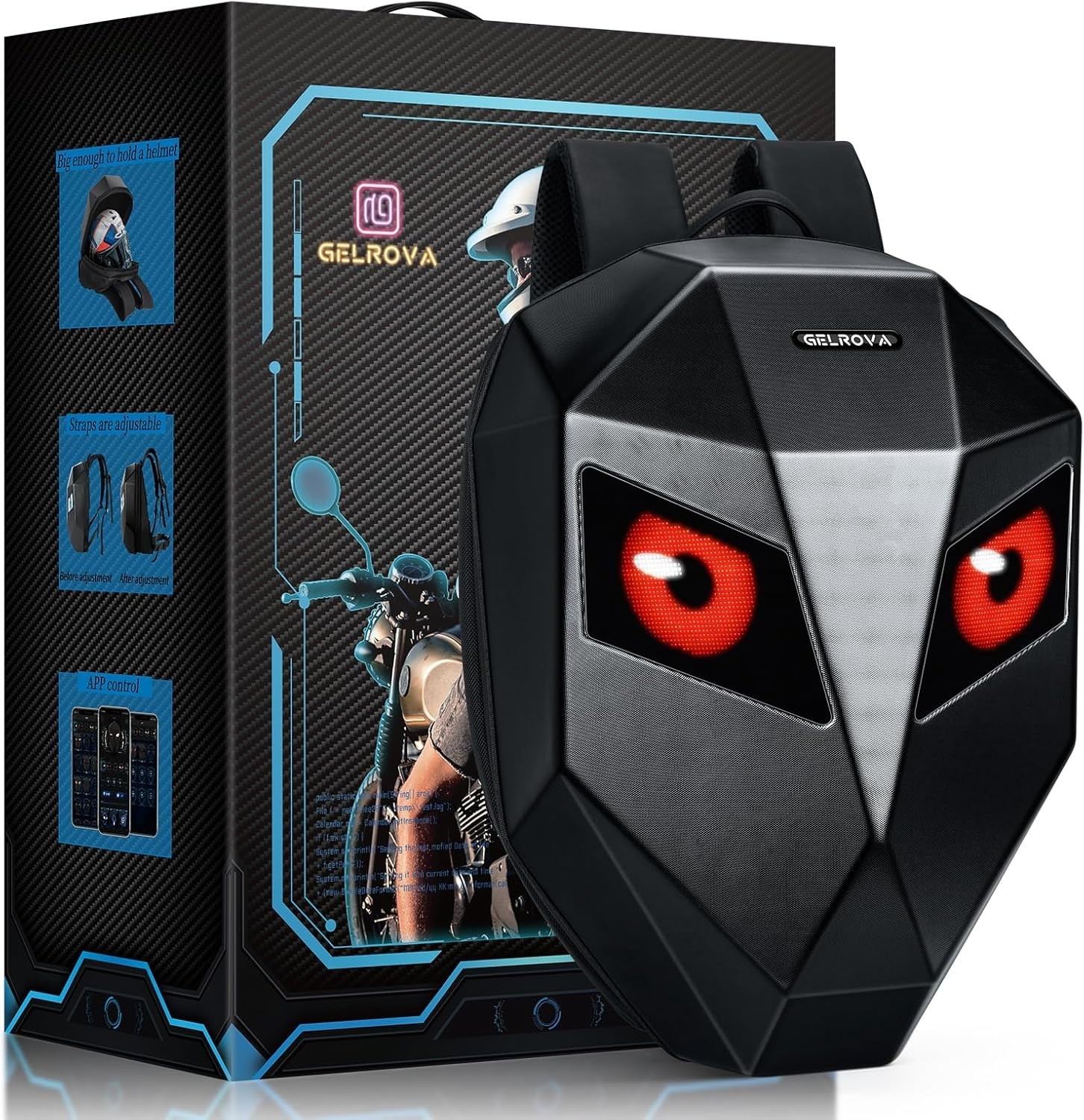 Motorcycle LED Knight Backpack Laptop Bag DIY programming Backpack 3D Waterproof