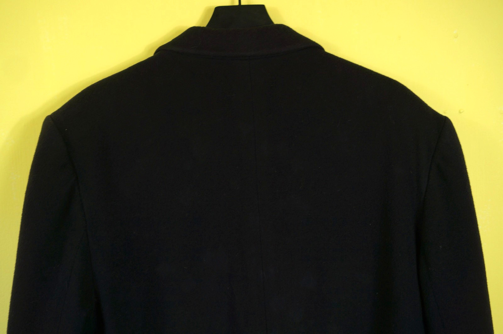 Perry Ellis Dark Blue 100% Virgin Wool Double Breasted Long Coat ~ Size 42/L