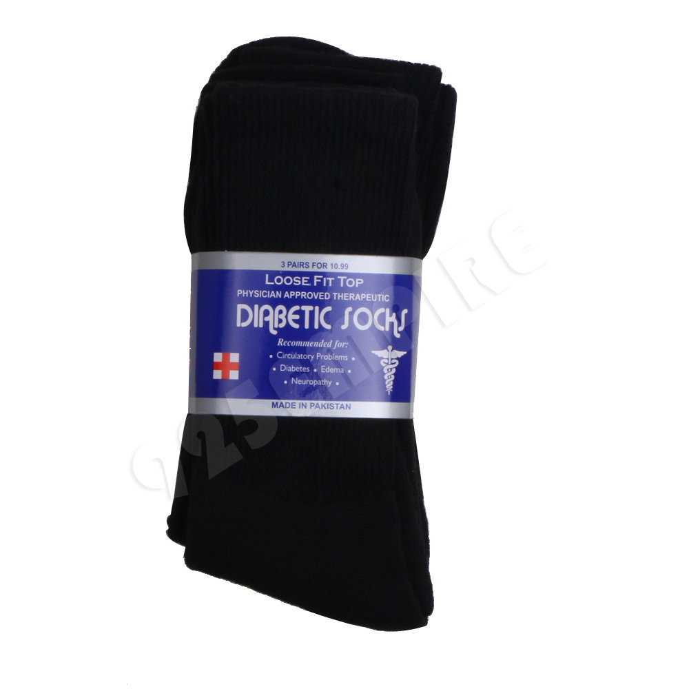Lot Men’s Black Circulatory Diabetic Crew Socks 9-11,10-13,13-15