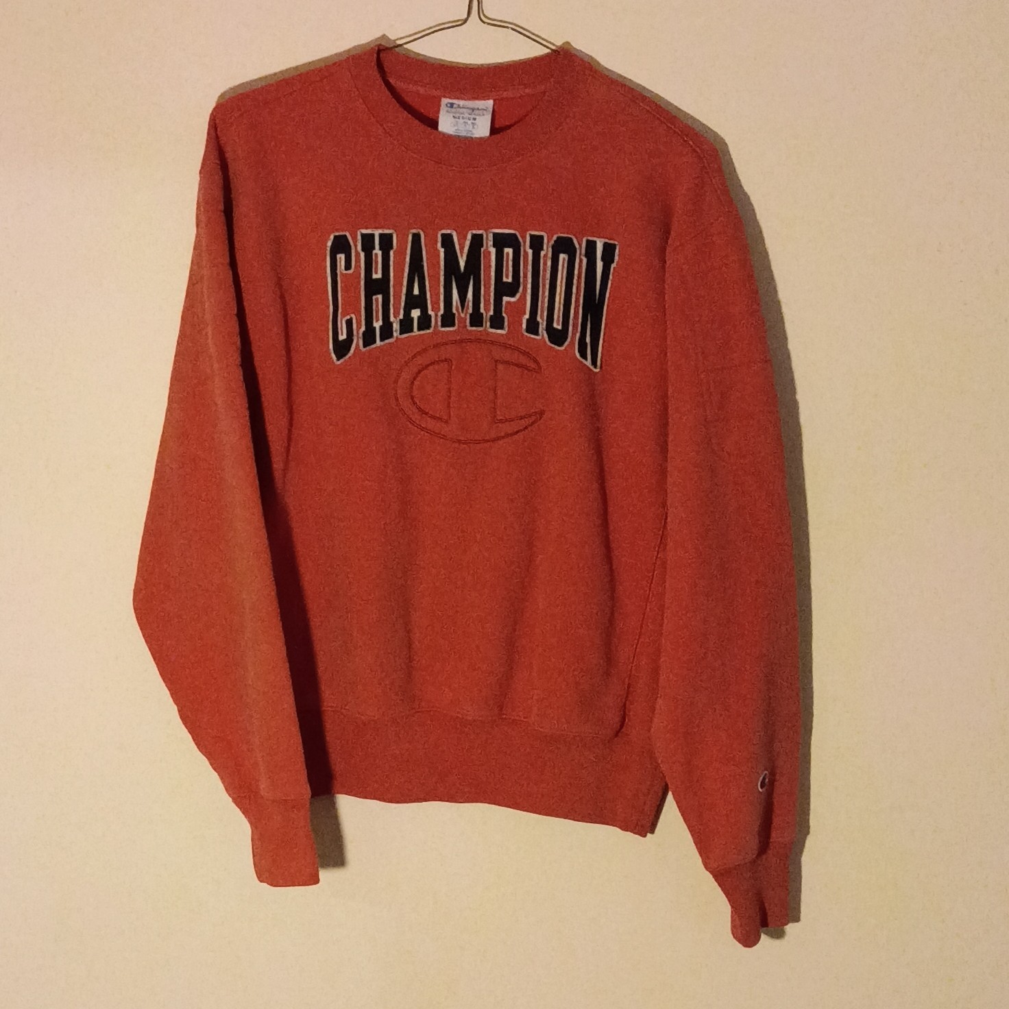 Champion Reverse Weave Sweatshirt Medium Rust Orange Embroidered Logo