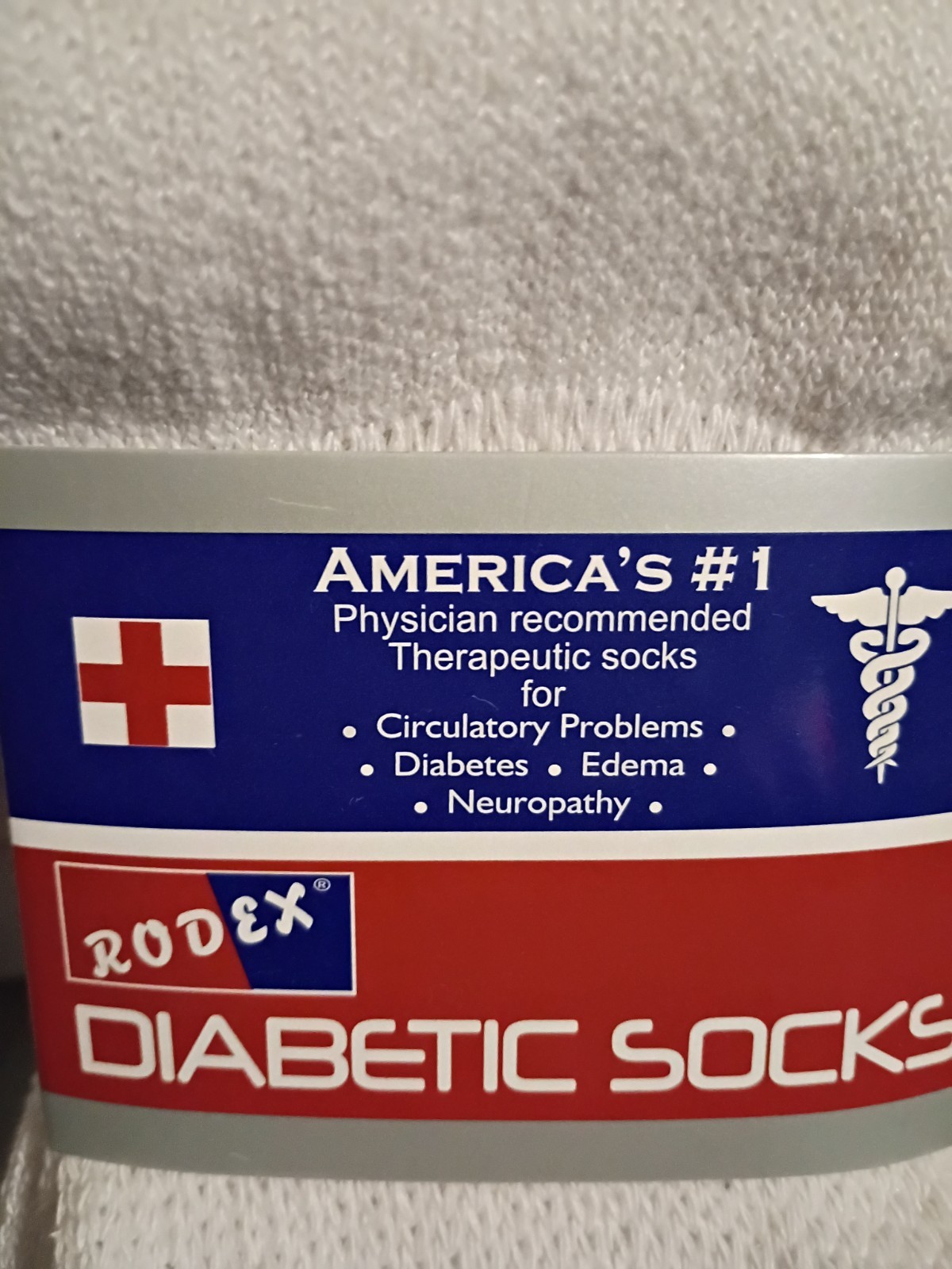 Rodex Therapeutic Crew Socks White Men’s Size 10-13 6 pairs cotton Blend