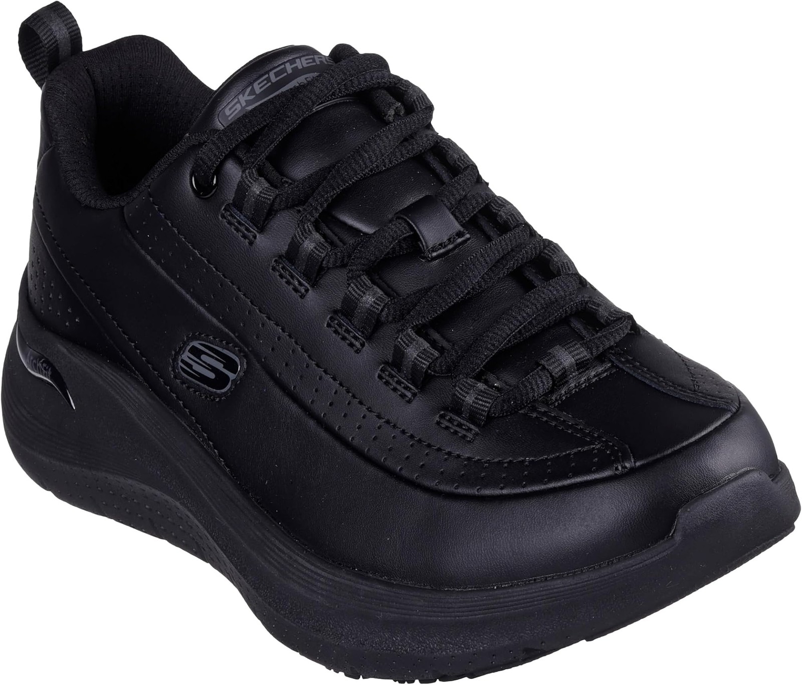 Skechers Womens Arch-fit 2.0 Slip Resitant Black Leather – Black – 6