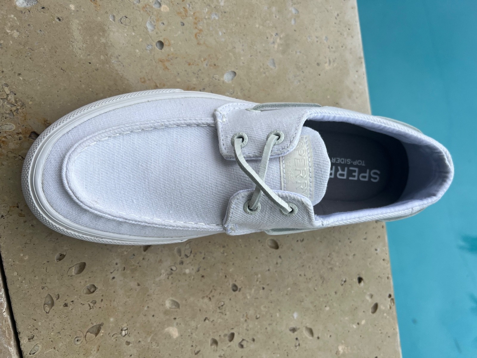 Sperry Mens Bahama Washed Twill Boat Shoe White 8 w