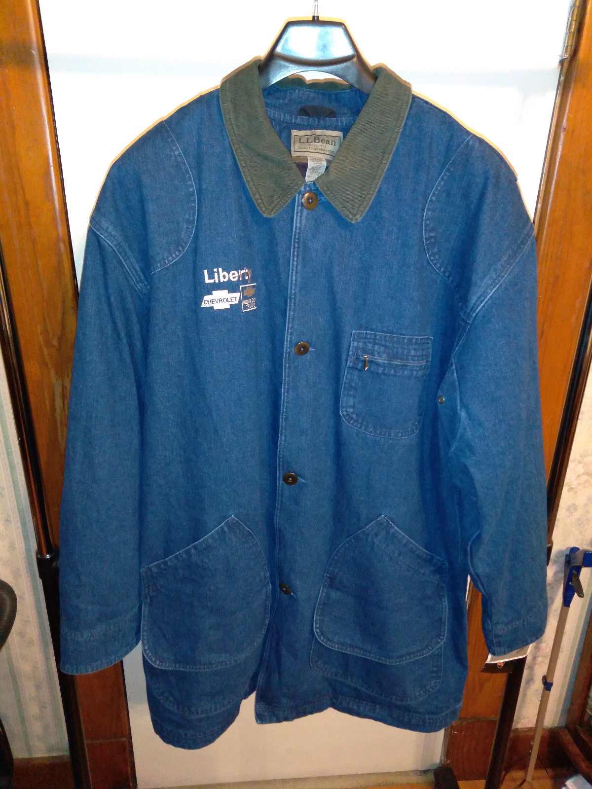 LL Bean Denim Barn Coat Chore Coat Vintage NOS Button Liner Chevrolet XXL Tall