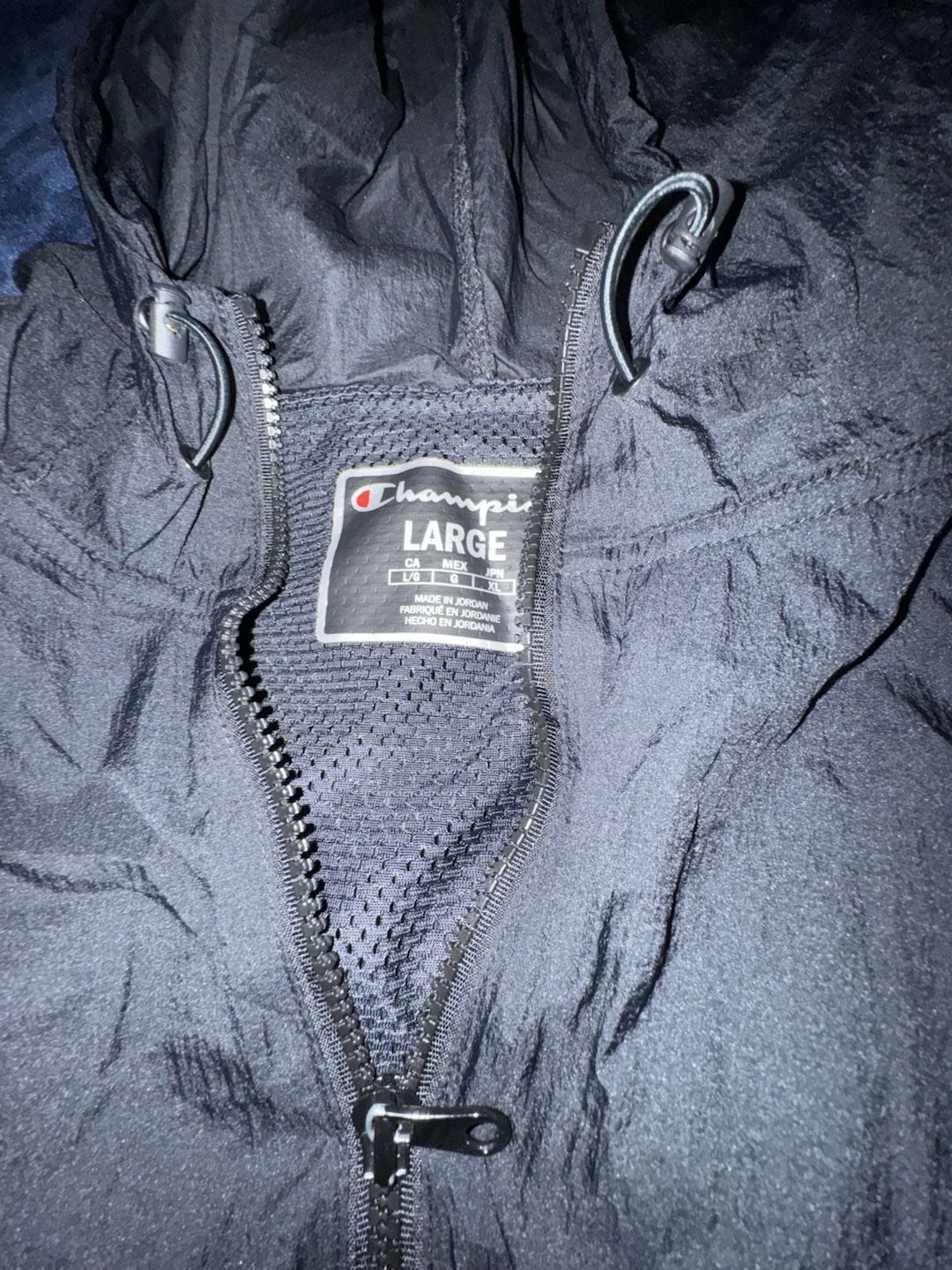 Champion Black Script Logo Half-Zip Anorak Windbreaker Jacket