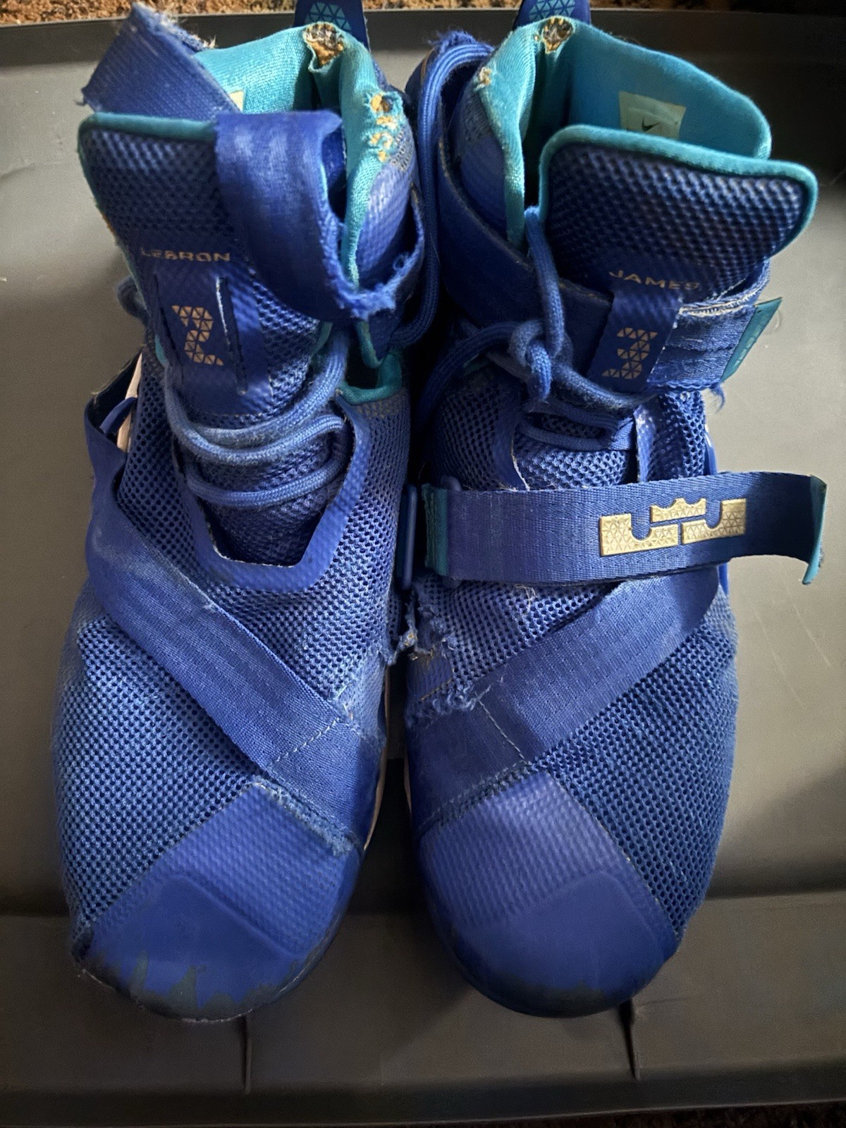 Nike LeBron Soldier Blue High Top Basketball Sneakers