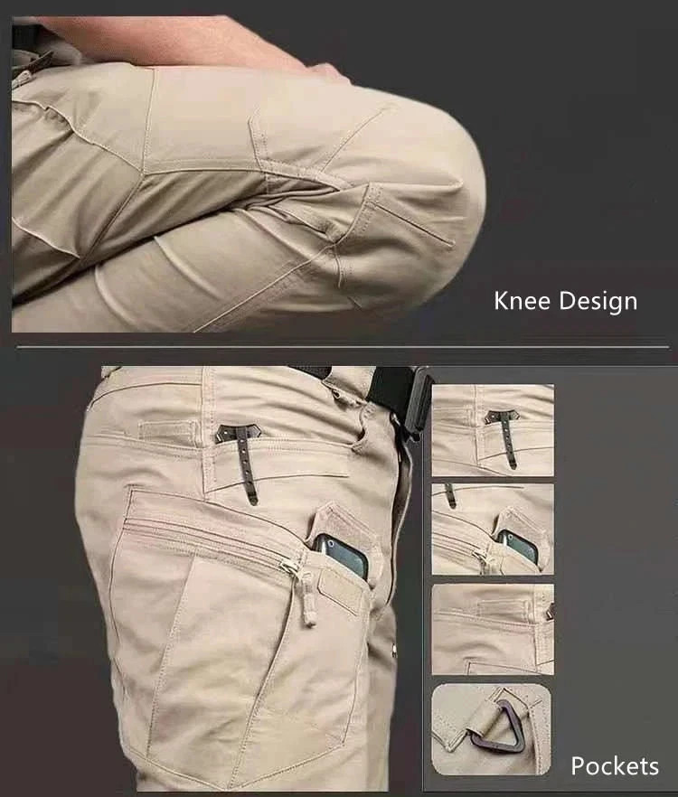 Men’s Work Cargo Pants Tactical Combat Pants Outdoor Hiking Waterproof Trousers