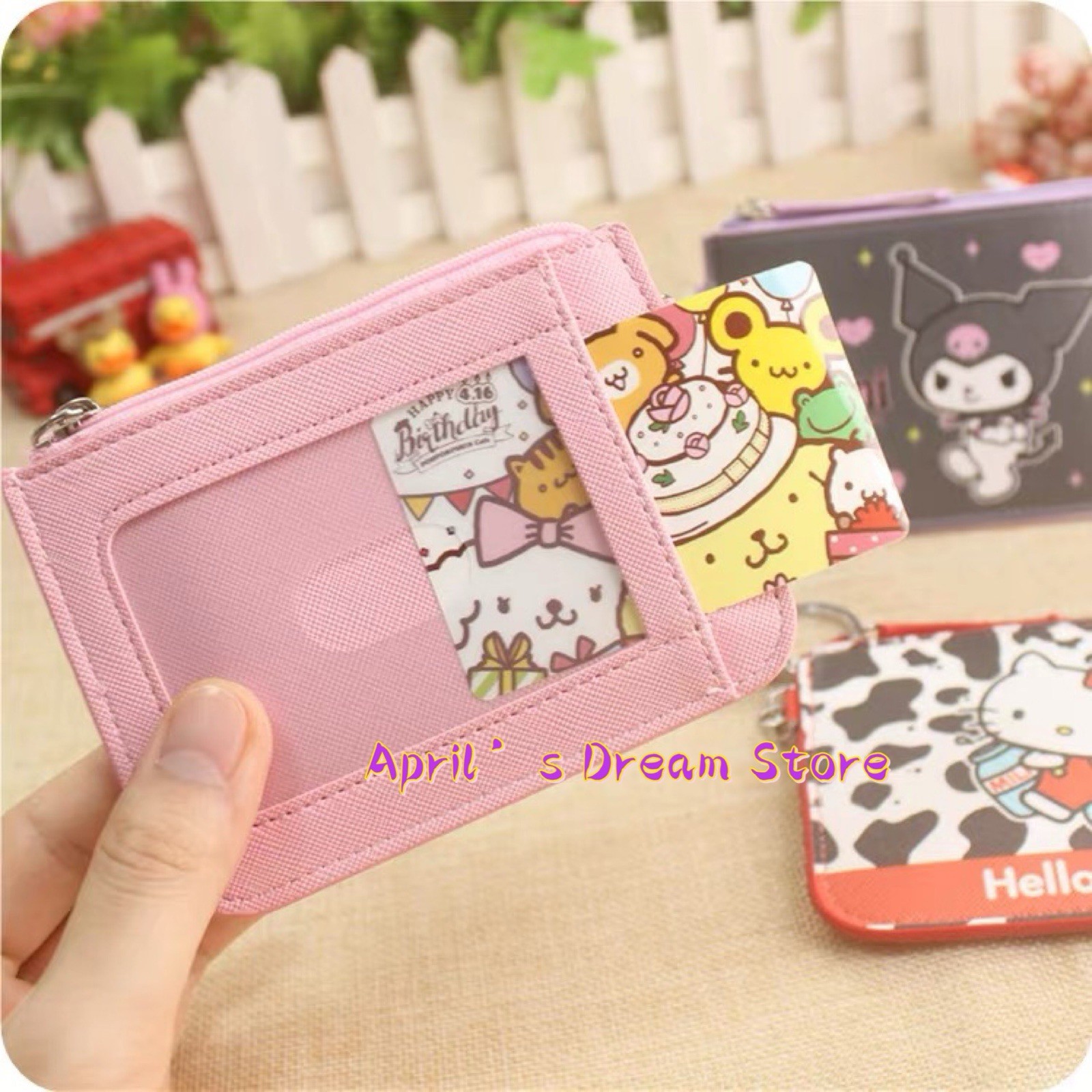Kuromi x Bad Badtz-Maru Drawing ID Cardholder Coin Purse Keychain Wallet