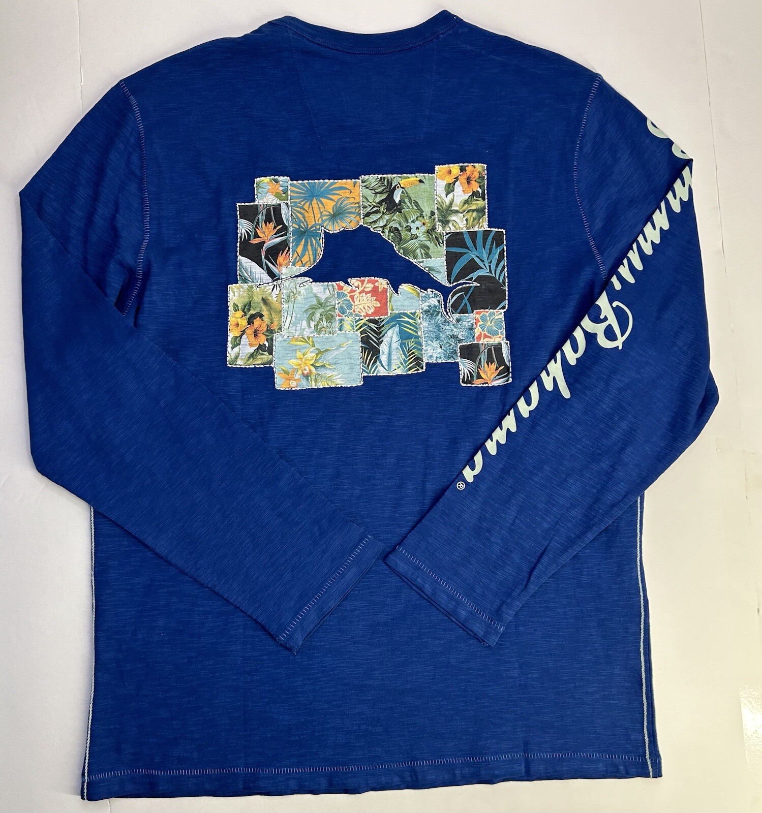 Tommy Bahama Shirt Mens Small 30th Anniversary Patchwork Long Sleeve Beach New