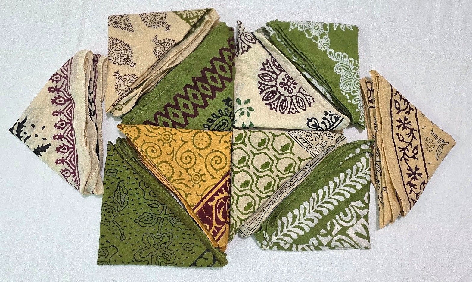 10 Pieces Set Bandana Block Print Bandana Georgette Pattern 21″x21″ Big Scarf