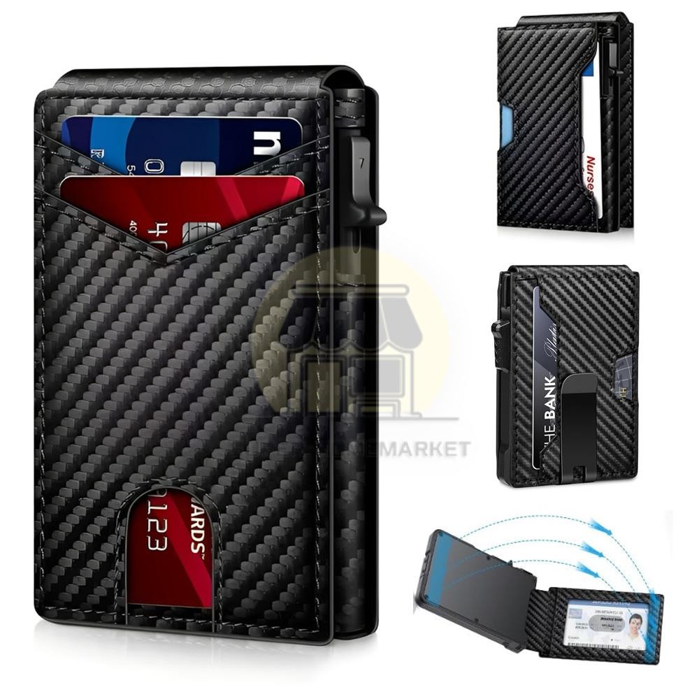 Slim Wallet with Money Clip & ID Window, RFID Blocking Smart Pop Up Card Wallet