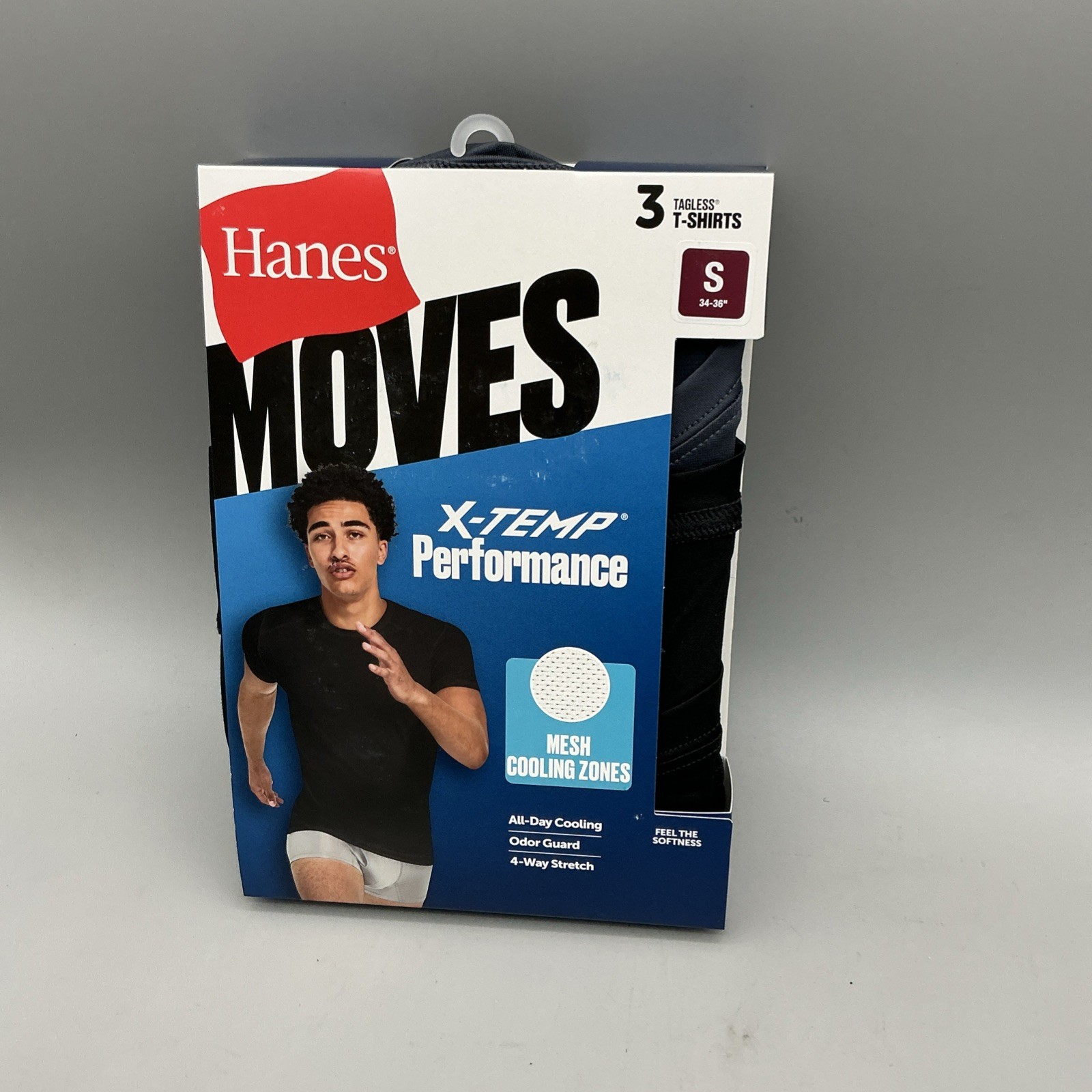 3 Pack Hanes Moves X-TEMP Performance Tagless T-shirts Size Small New