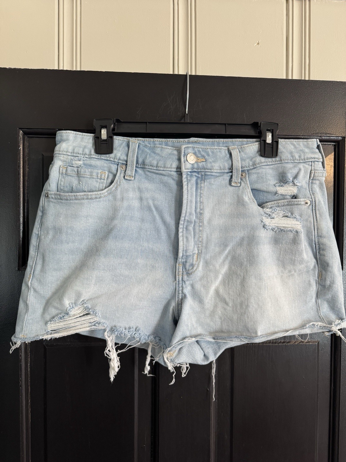 Old Navy OG Straight High Rise Light Wash Blue Cut Off Denim Shorts 14 5-Pocket