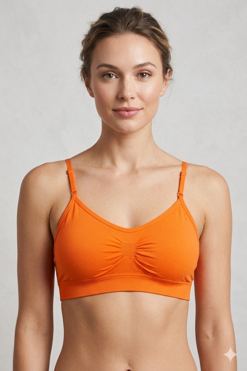 coobie comfort wireless bra removable straps and padding orange style 9012