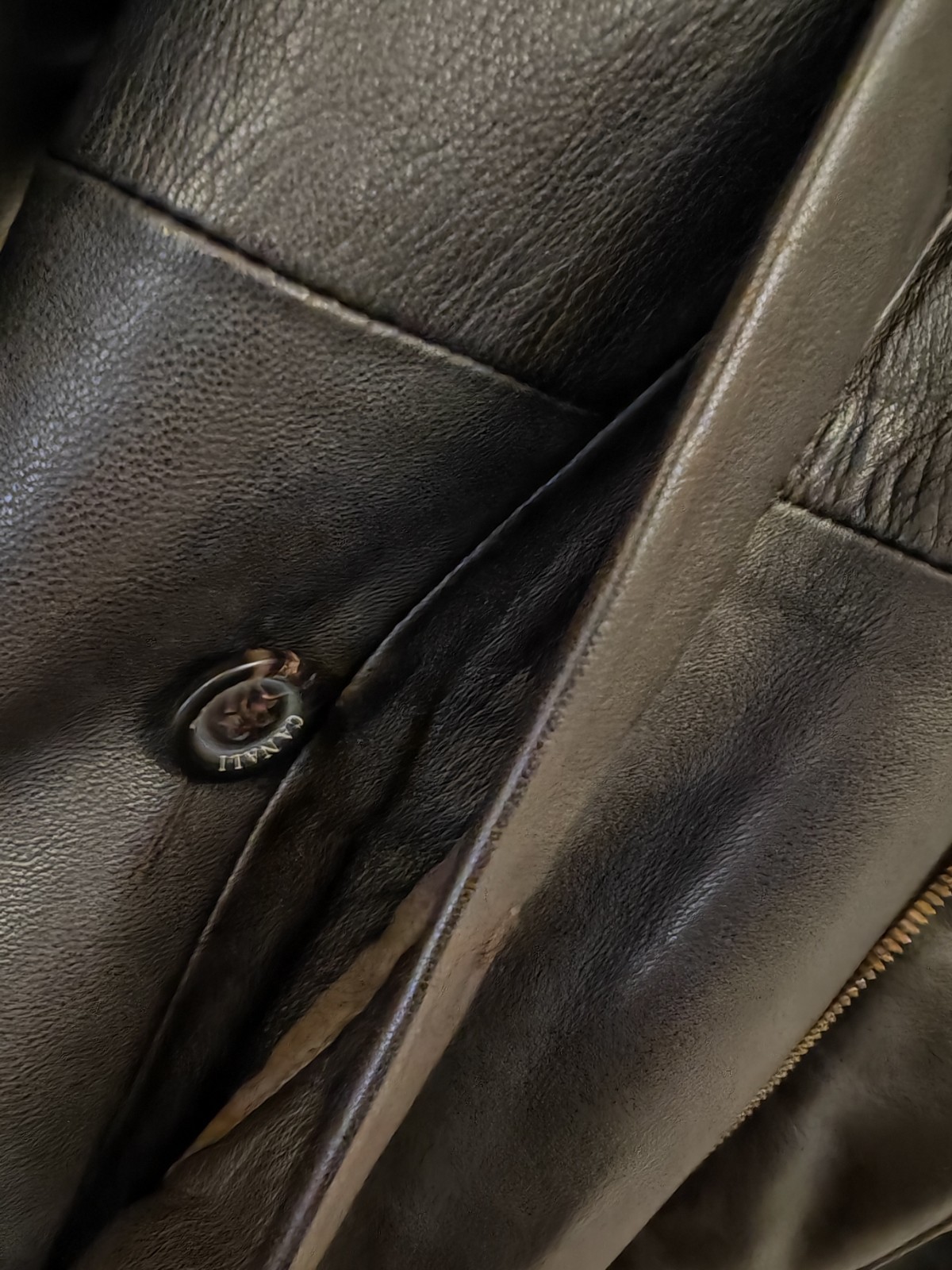 CANALI Men’s Leather Coat Size EU 54 ( XL ) Made In Italy