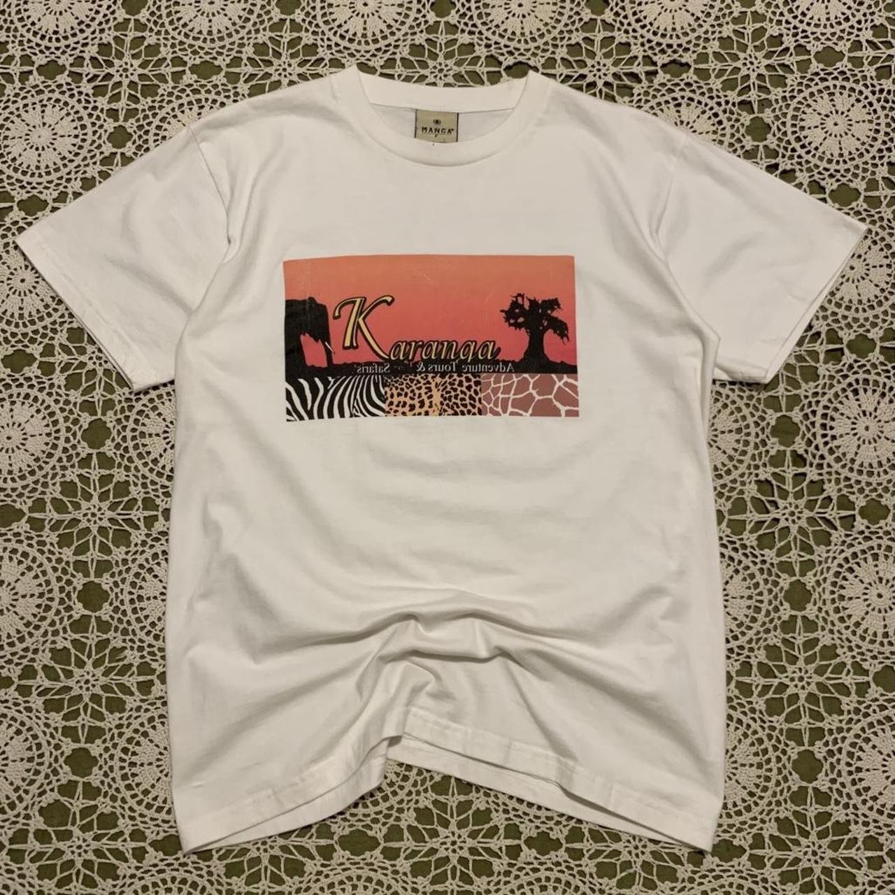 VINTAGE Karanga adventure funny slogan white graphic tshirt Size M/L