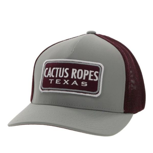 Hooey® Men’s Cactus Ropes 5-panel Grey & Maroon Flexfit Cap CR084
