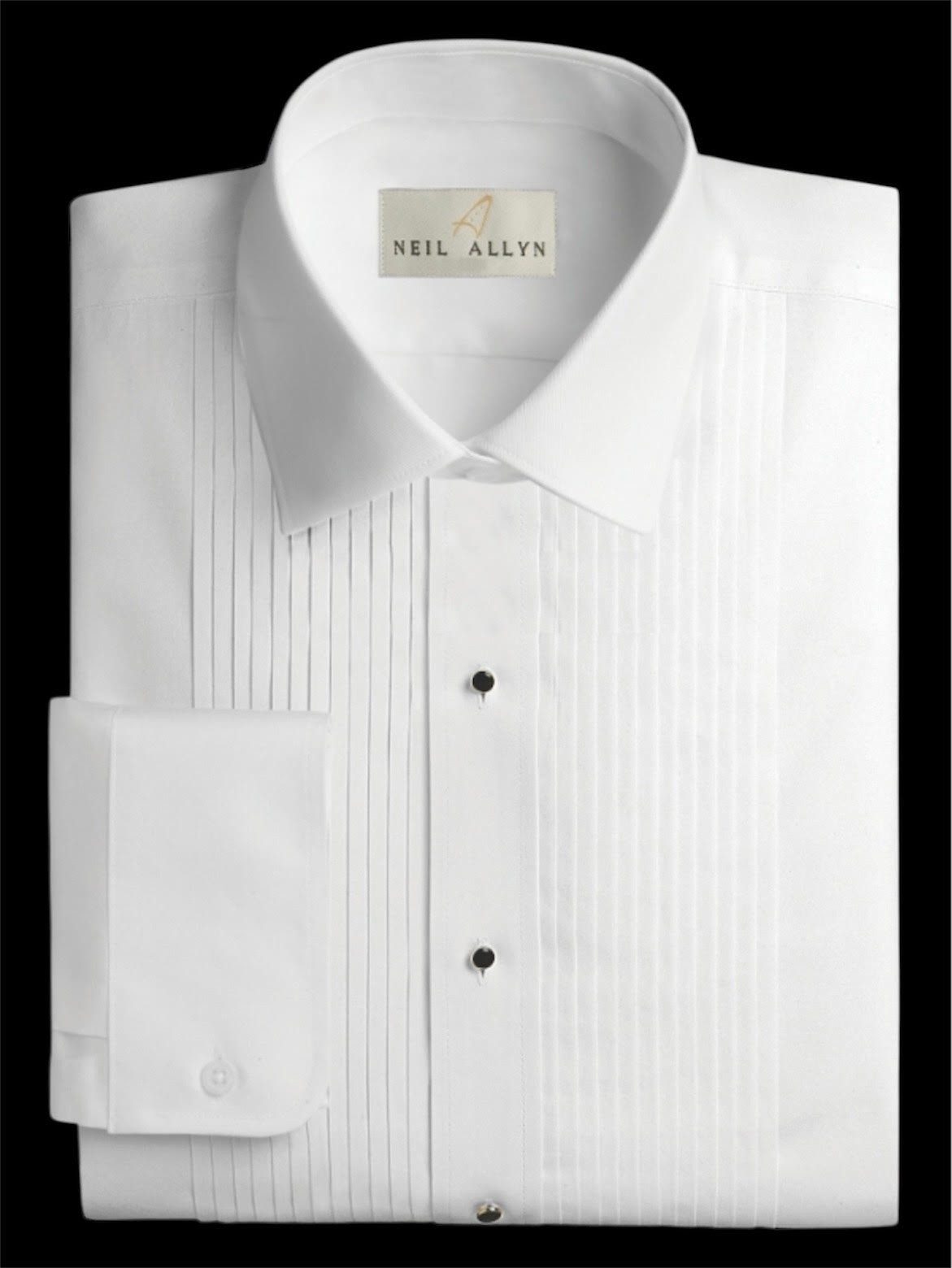 White Laydown Collar 1/4″ Pleated (gently used) Neil Allen Tuxedo Shirt