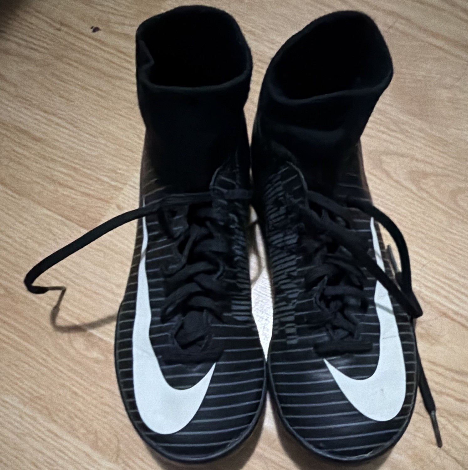 Nike MercurialX Black/White Mid Top Lace-Up Turf Soccer Cleats