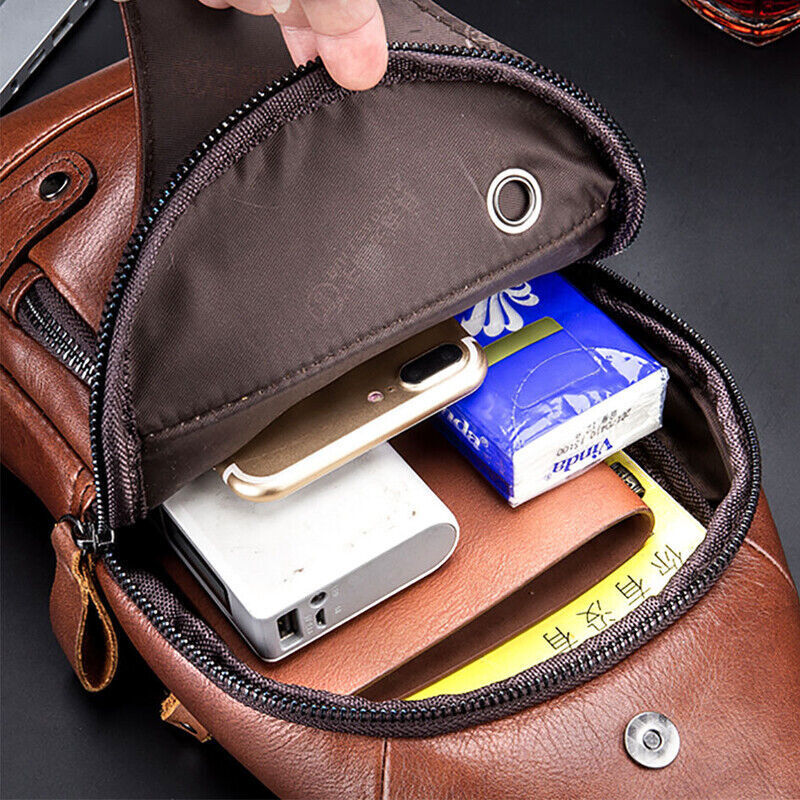 Men’s Chest bag Genuine Leather Sling Backpack Crossbody Bag Shoulder Bag New D