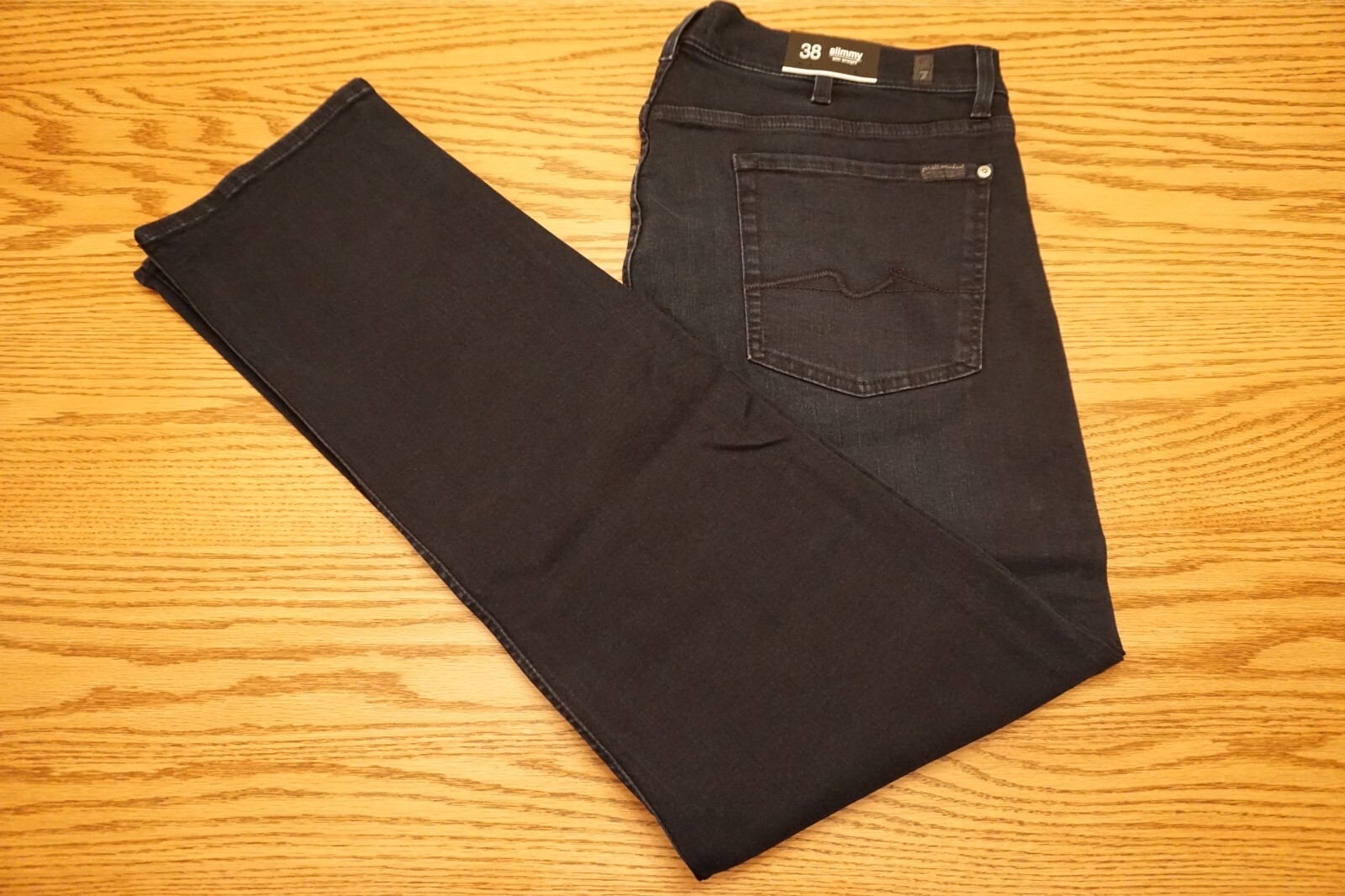 NWT MEN’S 7 FOR ALL MANKIND JEANS Size 38×33 Slimmy Slim Straight Dark Blue $198
