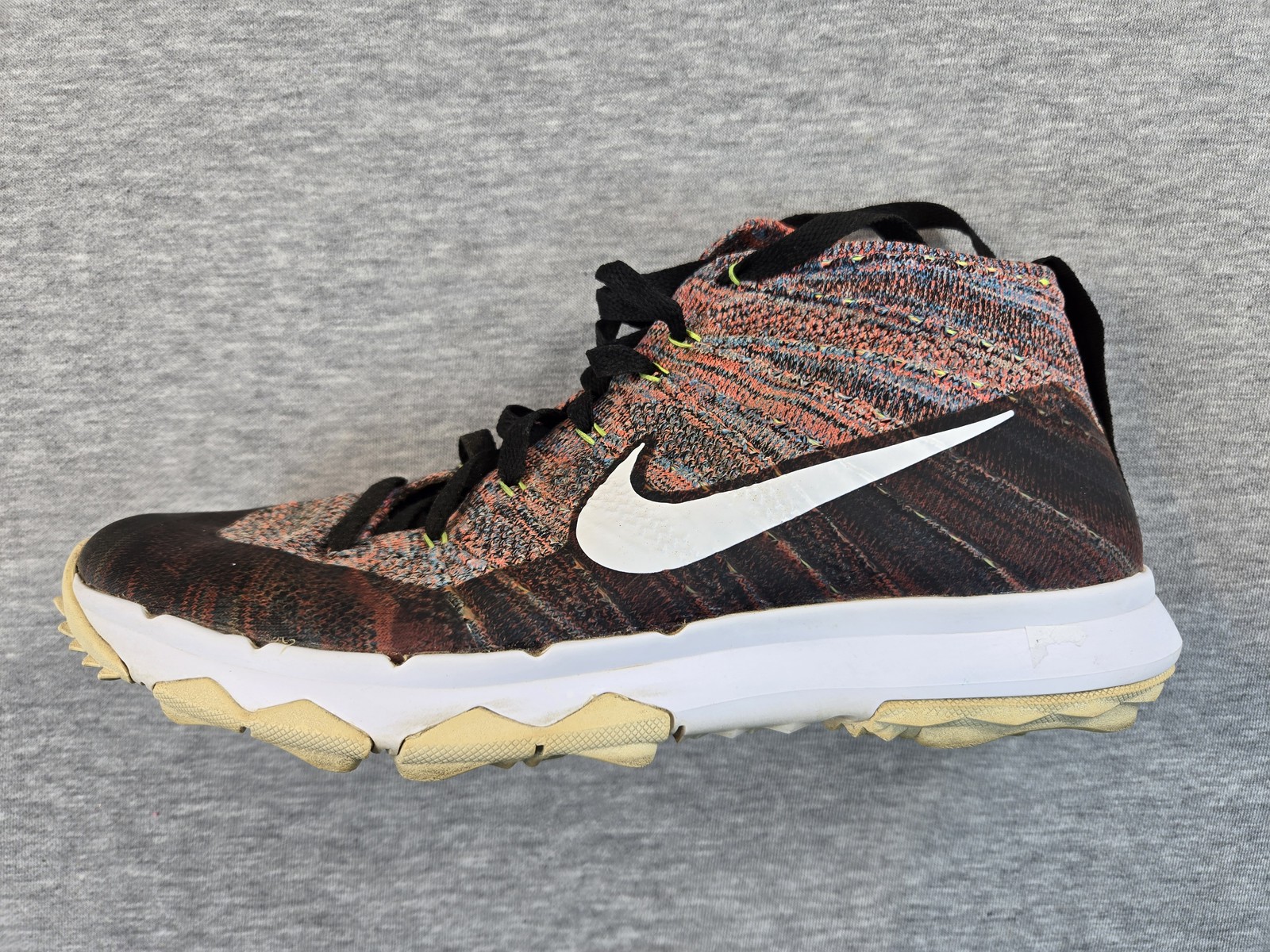 Nike Flyknit Chukka Spikeless Golf Shoes Multicolor Mens Size 10.5 Black