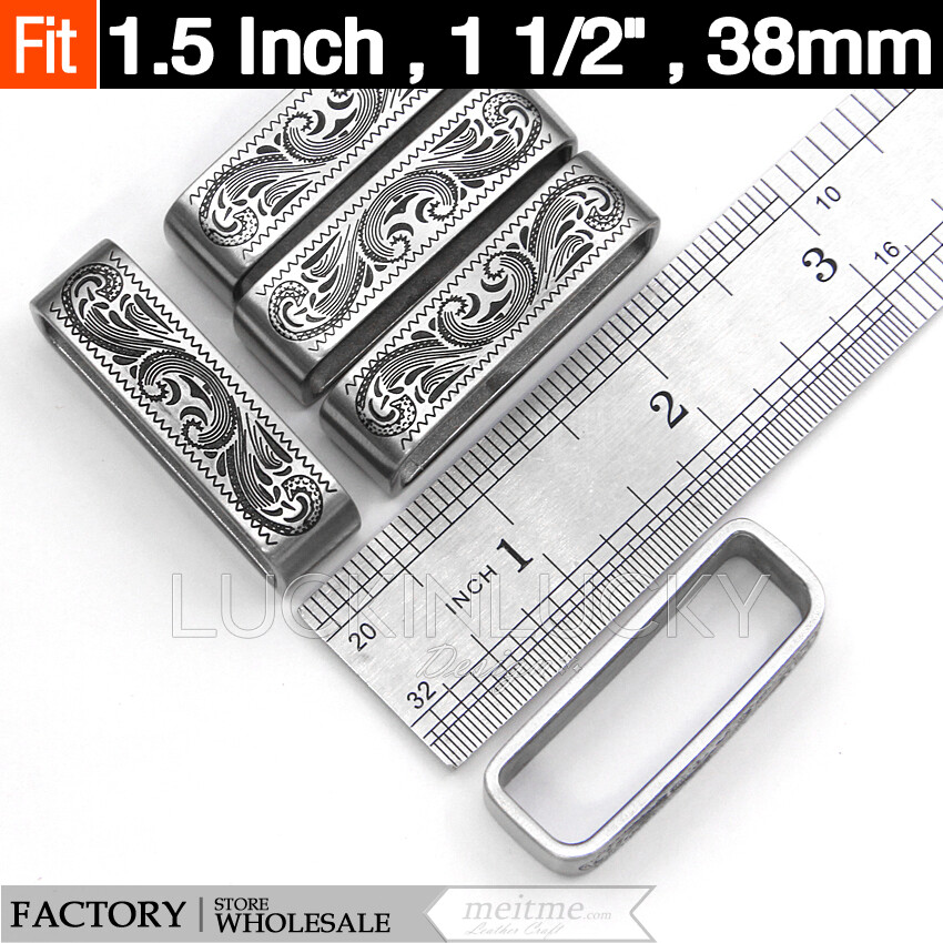 1.5in Patterned loop Stainless Steel Belt Buckle -loop Belt Buckle Keeper -1 Pcs