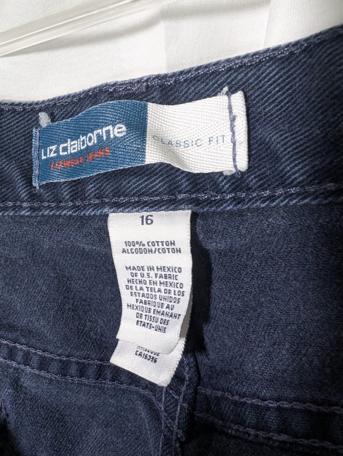 Vintage Distressed LizWear Denim Jeans Sz 16 Navy High Waist Mom 90s Y2K