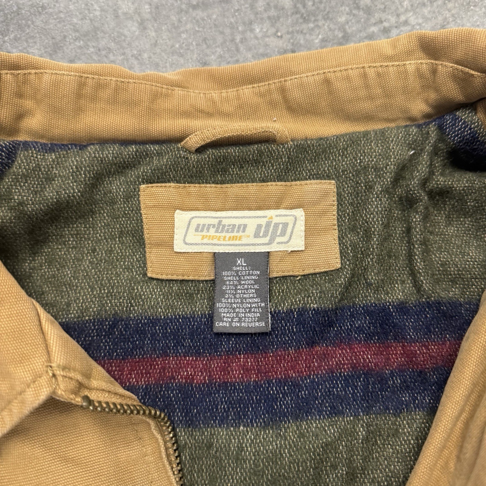 Mens Canvas Workwear Jacket Urban Pipeline Up Wool Blanket Lined Chore Coat XL