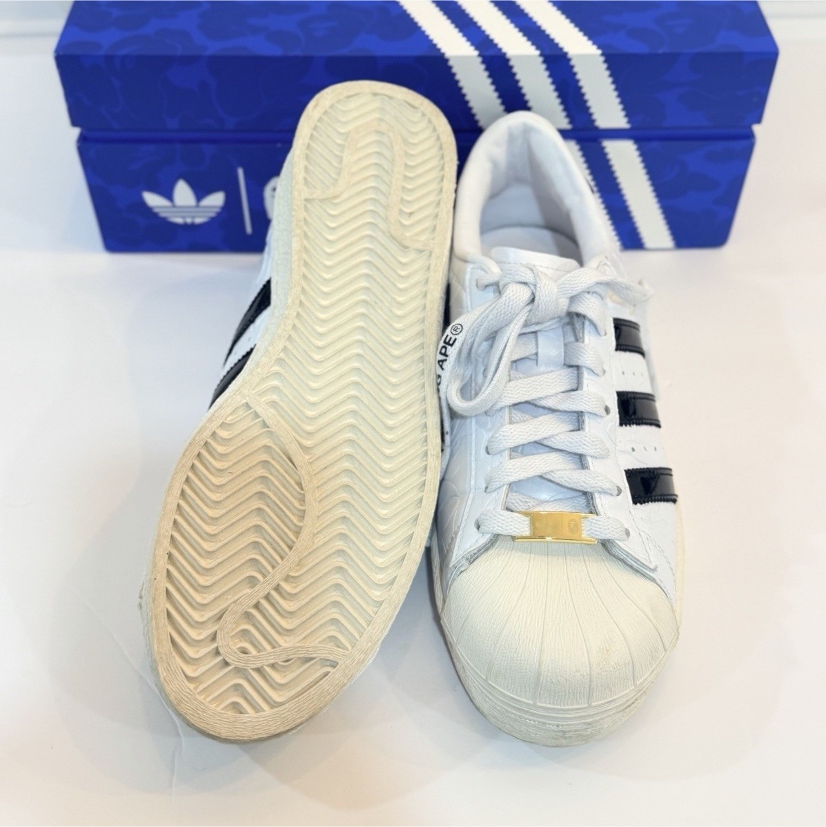 adidas Superstar x A Bathing Ape BAPE White/Black Low Top Lace-Up Sneakers