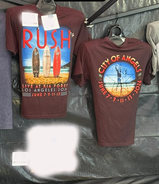 Rush Tour Shirt, 2026 Kia Forum Los Angeles Tee, reprinted, 2-sided