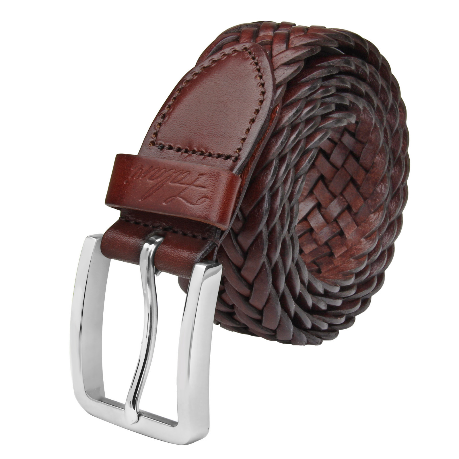 Falari® Men’s Braided Belt Stainless Steel Buckle Genuine Leather 35mm 9007
