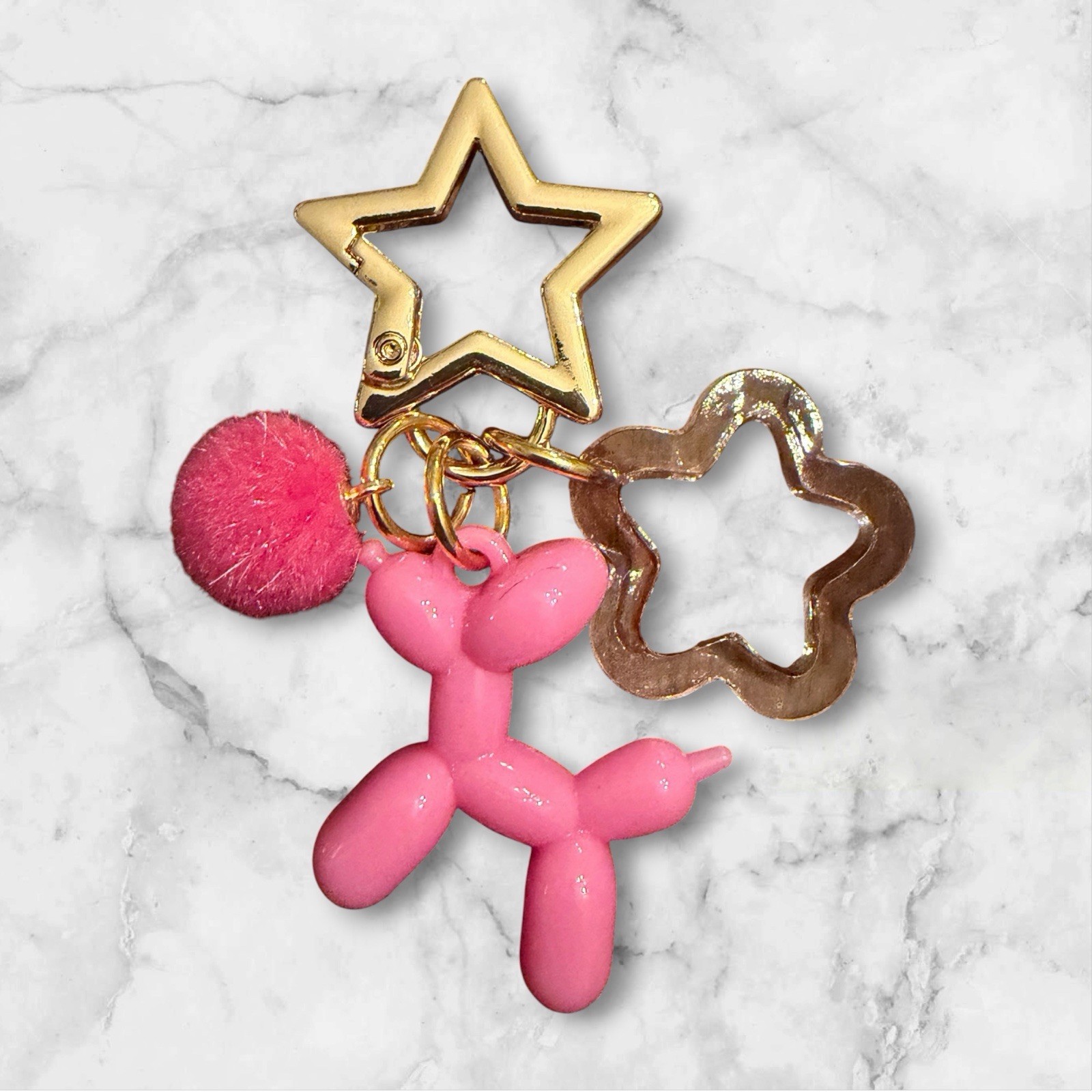 Gold Star Balloon Dog Keychain