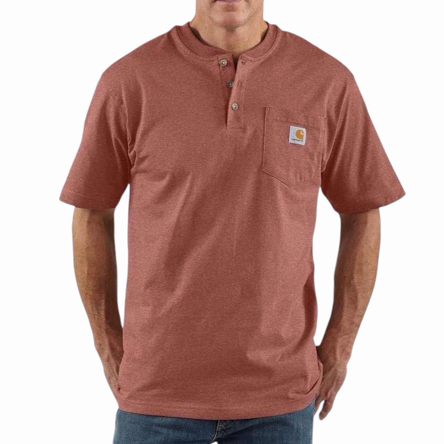 Carhartt Dearborn Loose Fit Henley Pocket T Shirt Rust Mens 3XLT Tall Workwear