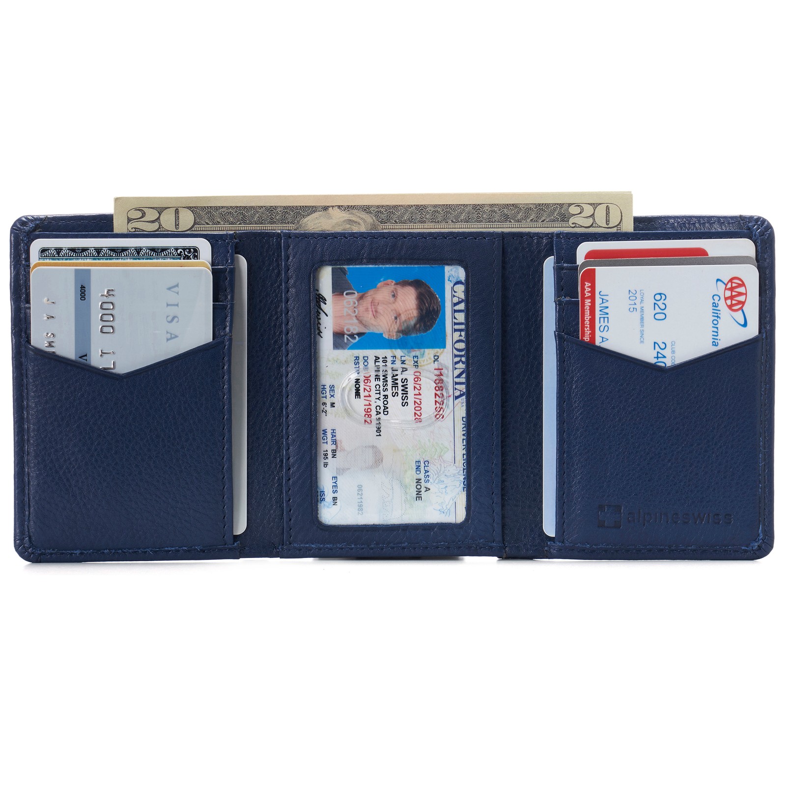 Alpine Swiss Men’s Leon RFID Trifold Pocket Wallet – Genuine Leather Wallet for