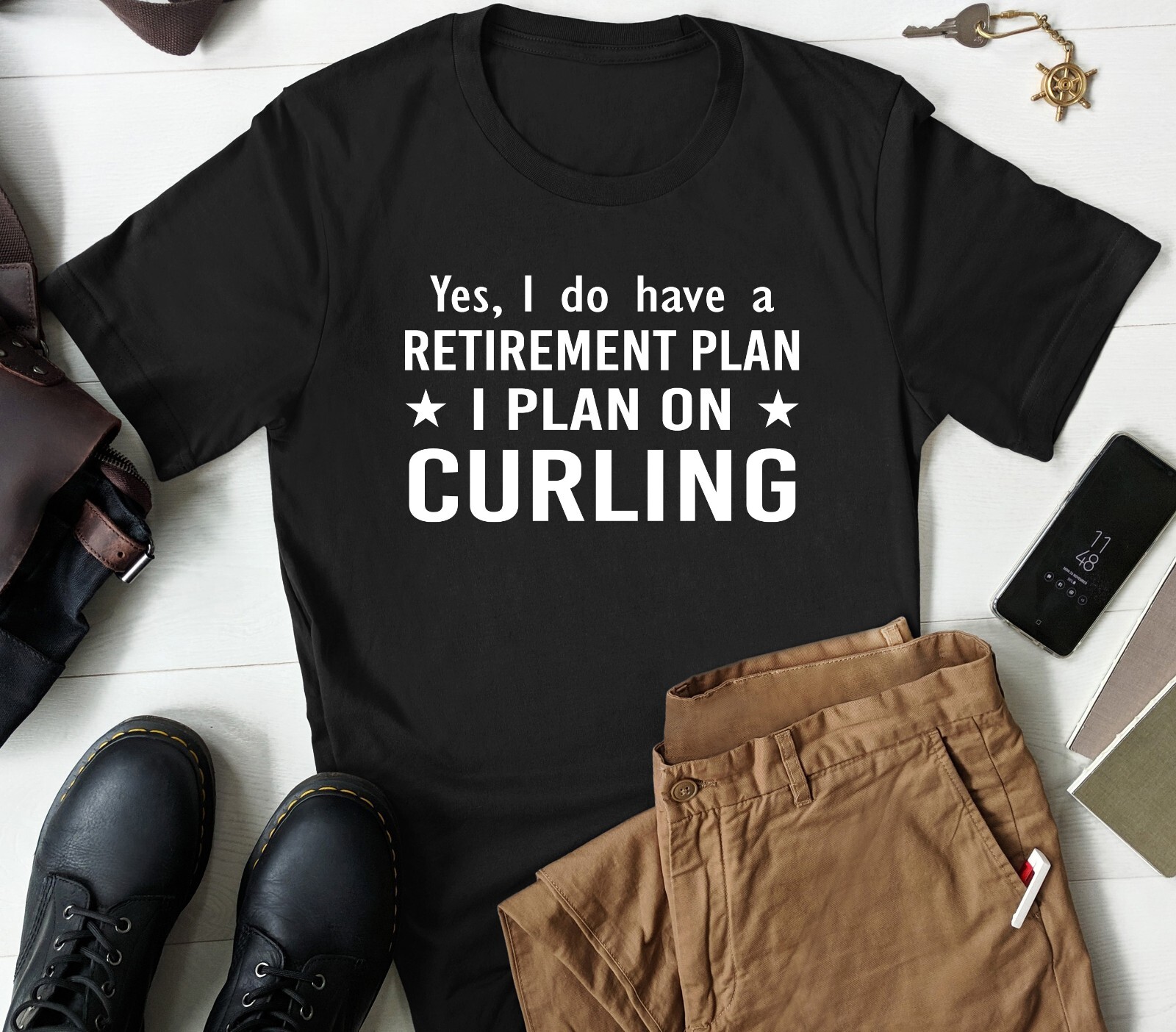Curling Player T-shirt Curler Retirement Gifts Curling Sport Shirt Men & Women