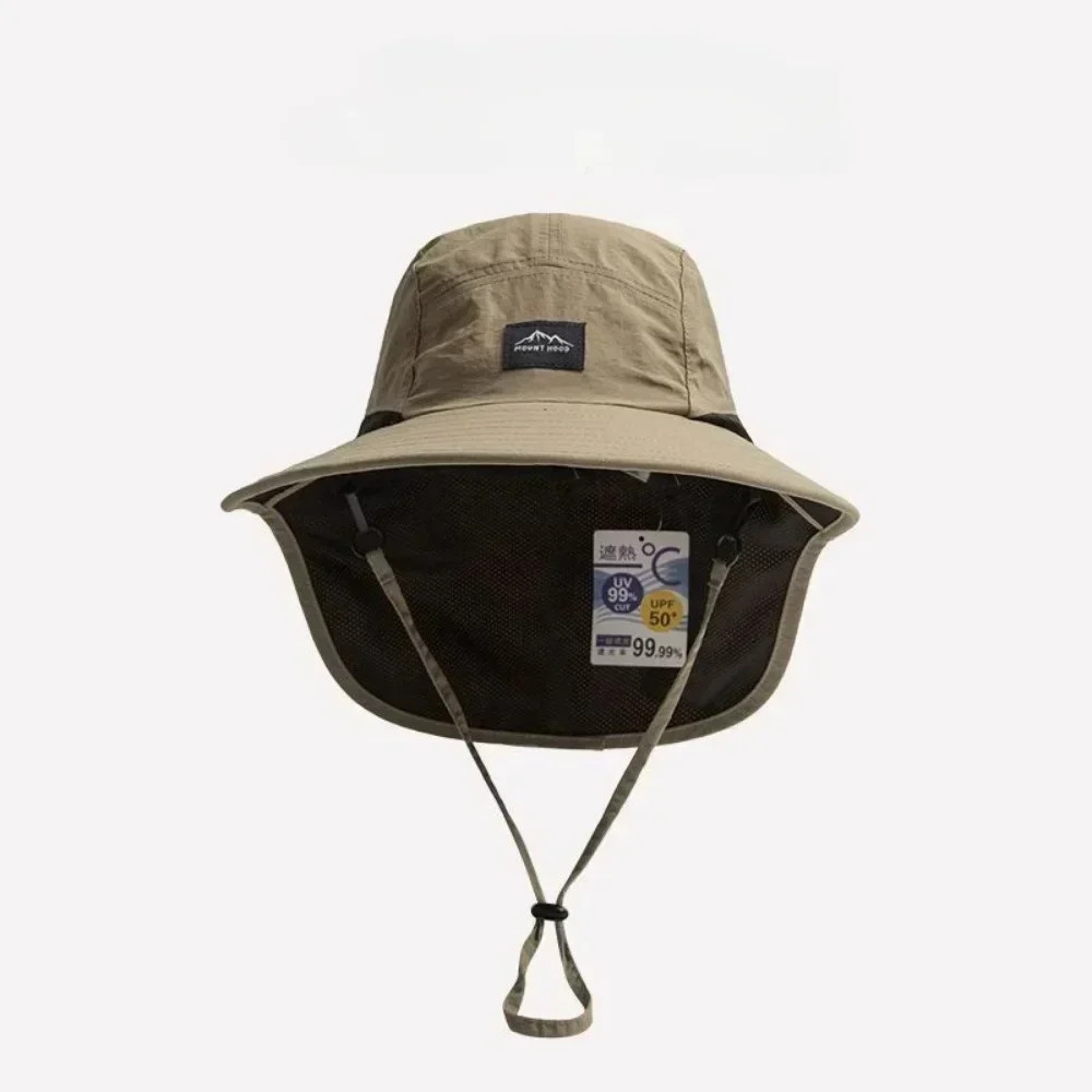 Wide Brim Waterproof Quick-Dry Sun Hat with Neck Flap Breathable Mesh Hiking Cap