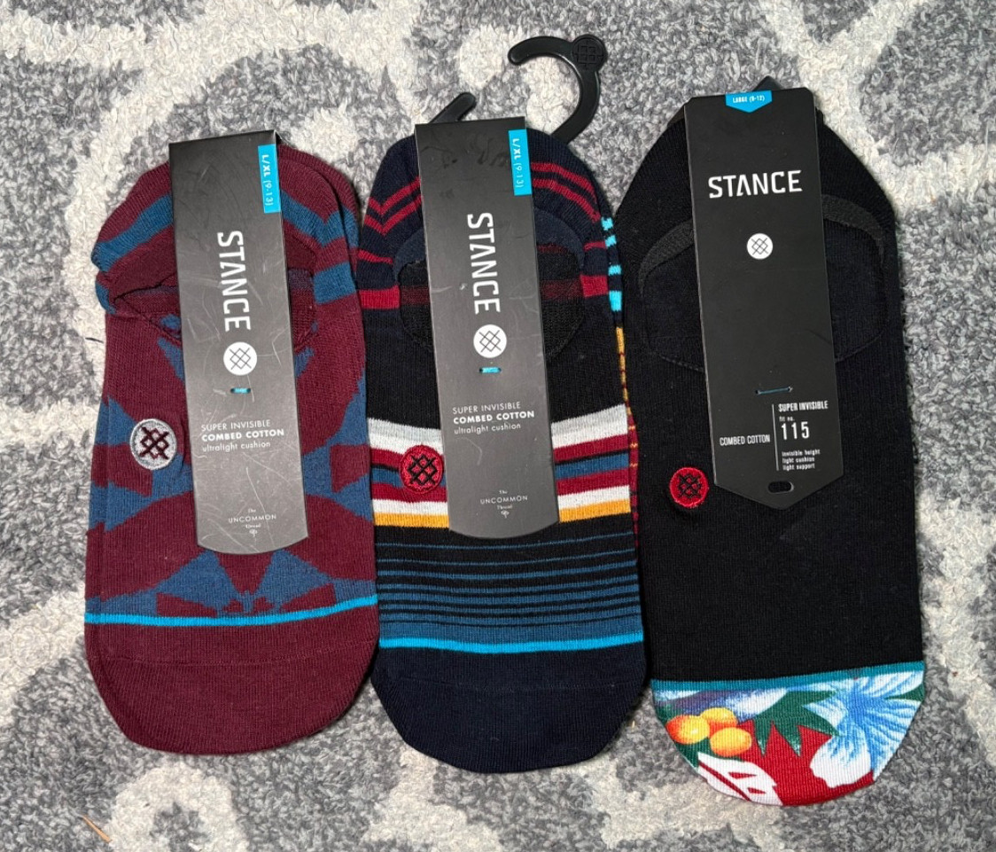 Stance Super Invisible No Show Socks 3 Pairs Sedona Bomber Maldive L/XL 9-12
