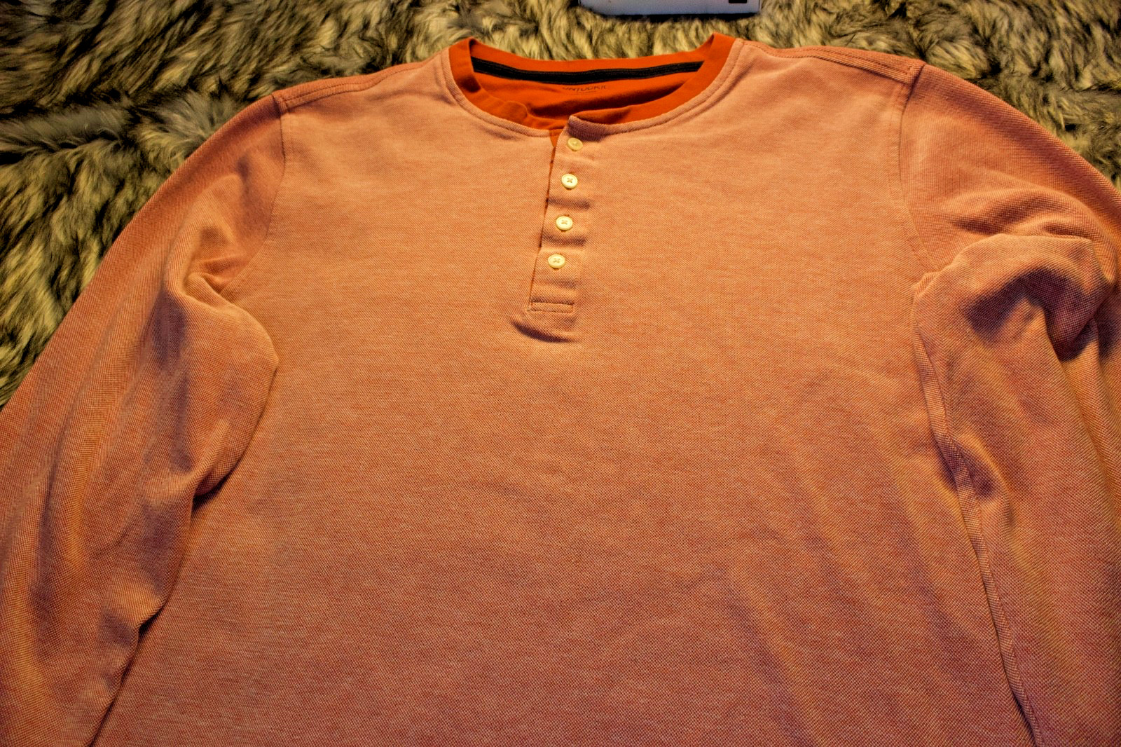 Untuckit mens cottton blend henley long sleeve shirt size XX-Large color orange