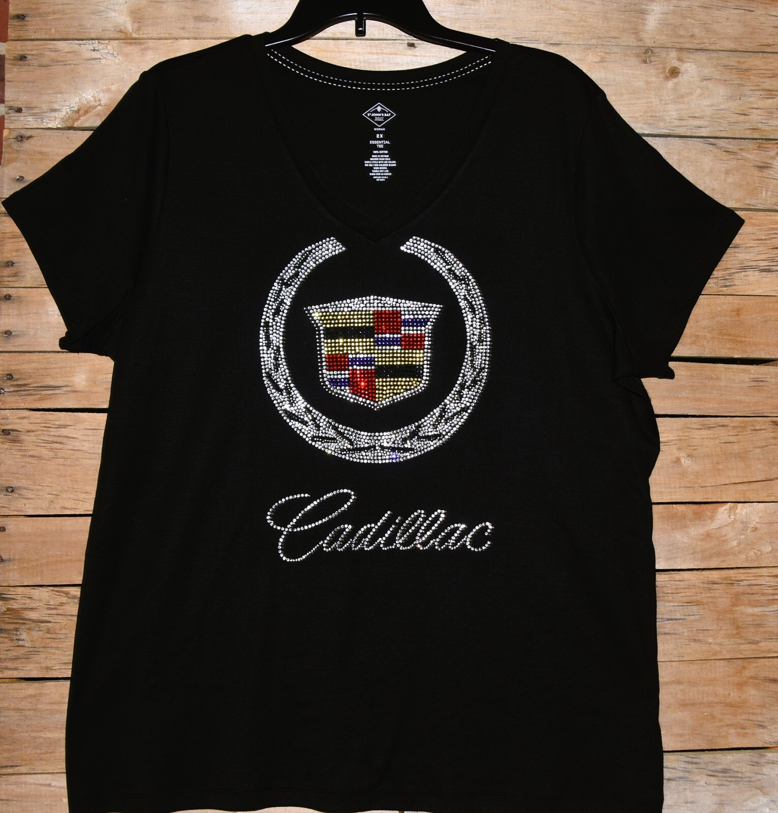 Cadillac rhinestone bling shirt or tank XS S M L XL XXL 1X 2X 3X 4X 5X