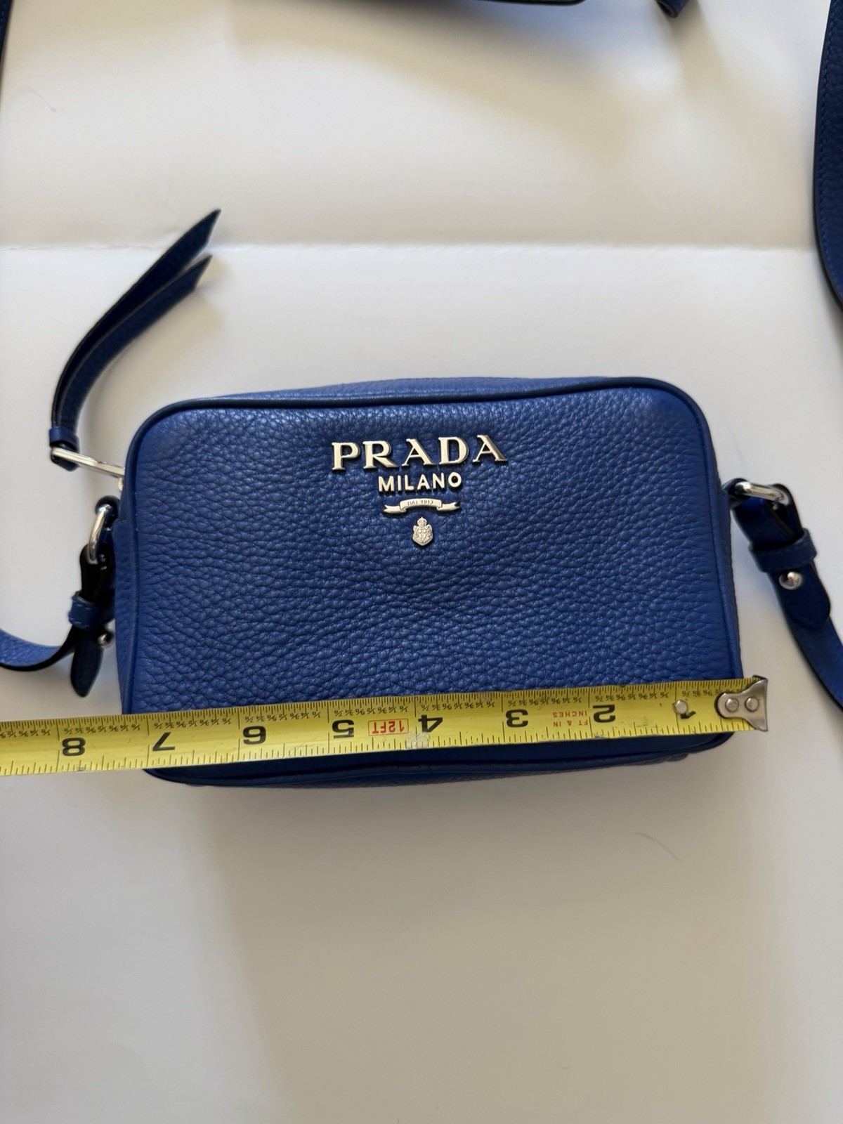Prada Royal Blue Vitello Daino Small Camera Crossbody Bag