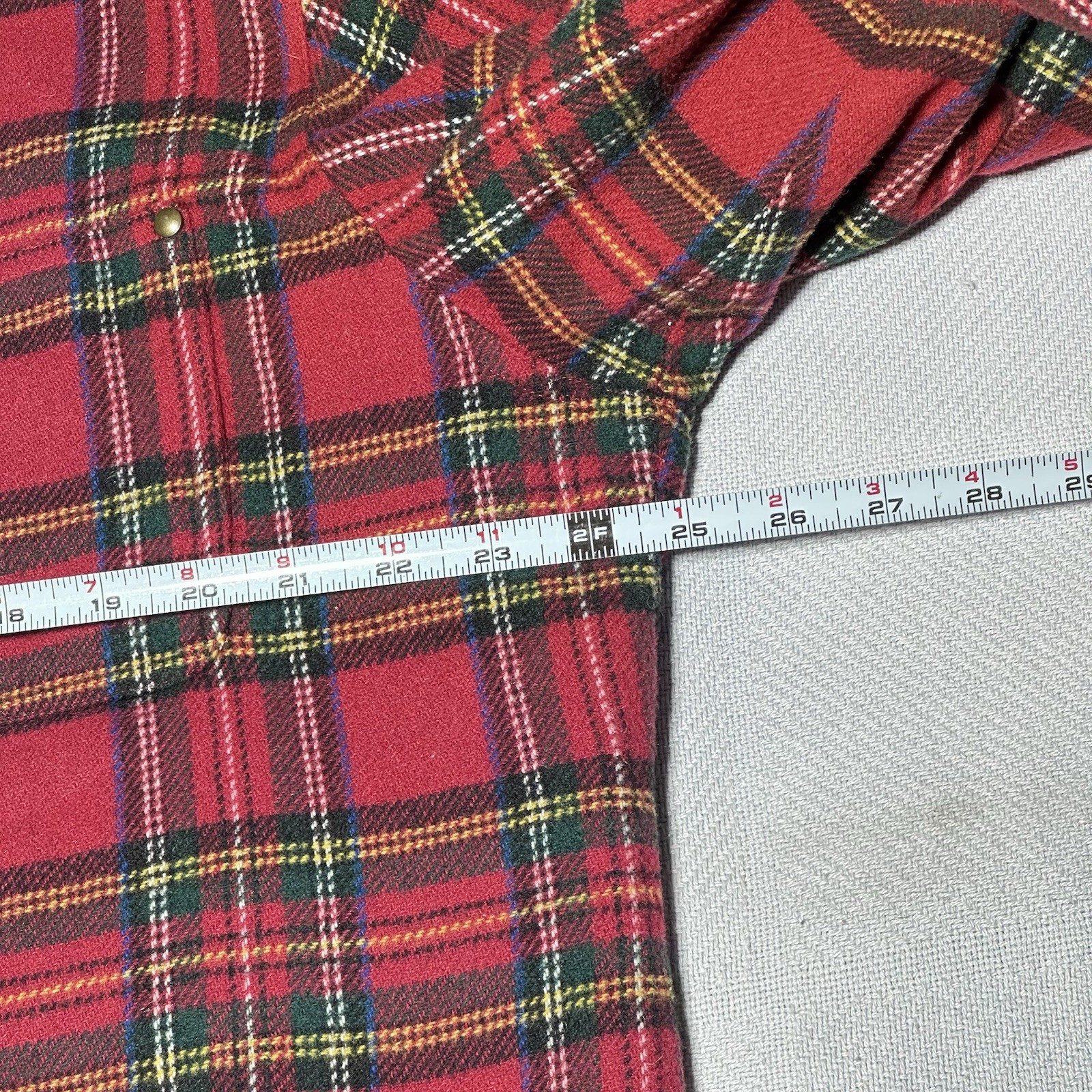 VTG 80s 90s British Khaki Jacket Womens 14 Chore Coat Tartan Plaid Wool Blend