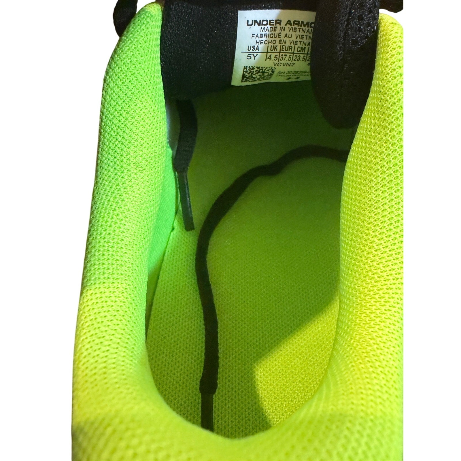 Under Armour Rogue 5 AL PS ‘Black Hyper Green’ 5Y Athlethic Shoe