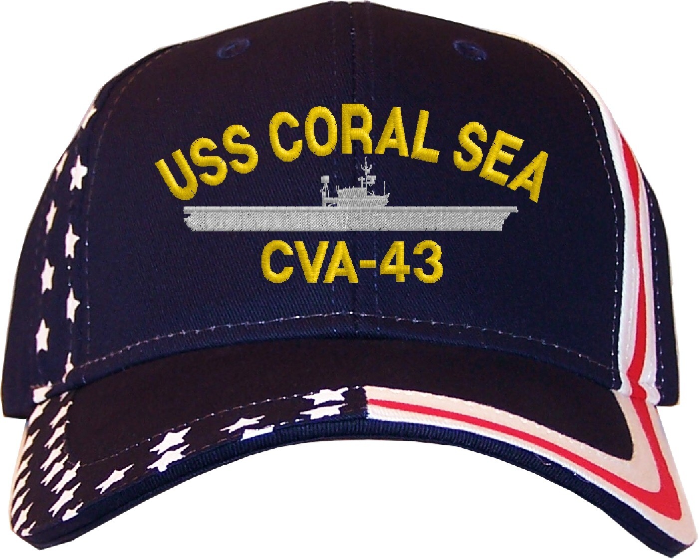 USS Coral Sea CVA-43 Embroidered Baseball Cap Hat Stars & Stripes Navy