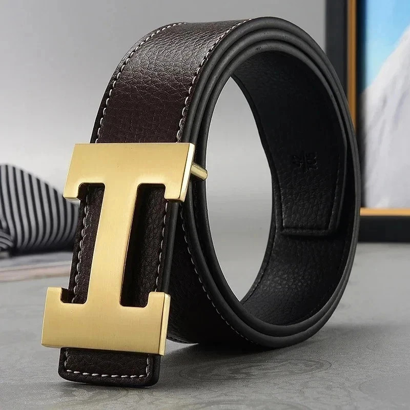 Width 3.8cm Famous Brand Belt Men Top Quality Genuine Luxury Leather Belts