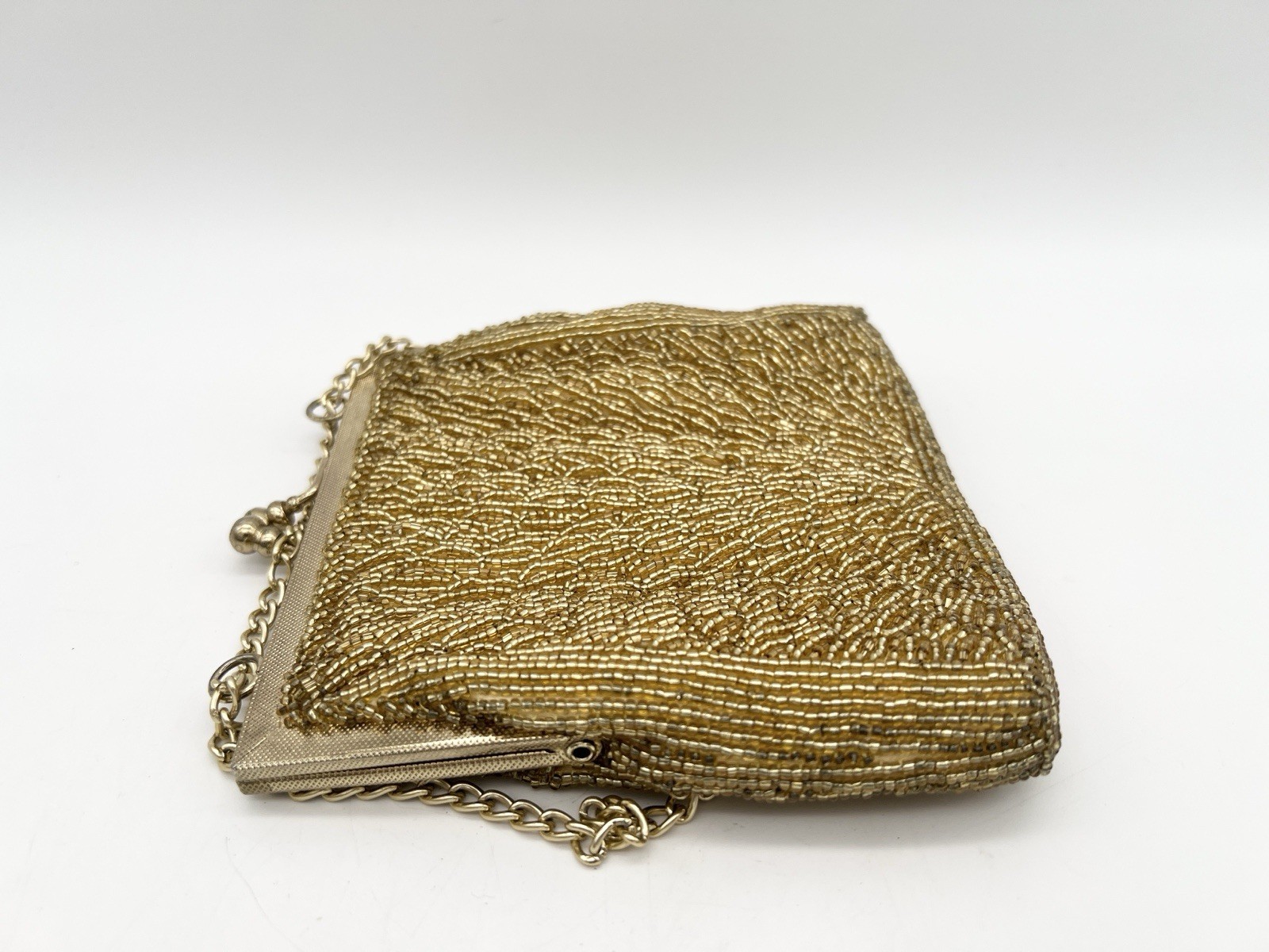 Vintage Walborg Gold Beaded Evening Purse Hong Kong Cocktail Handbag