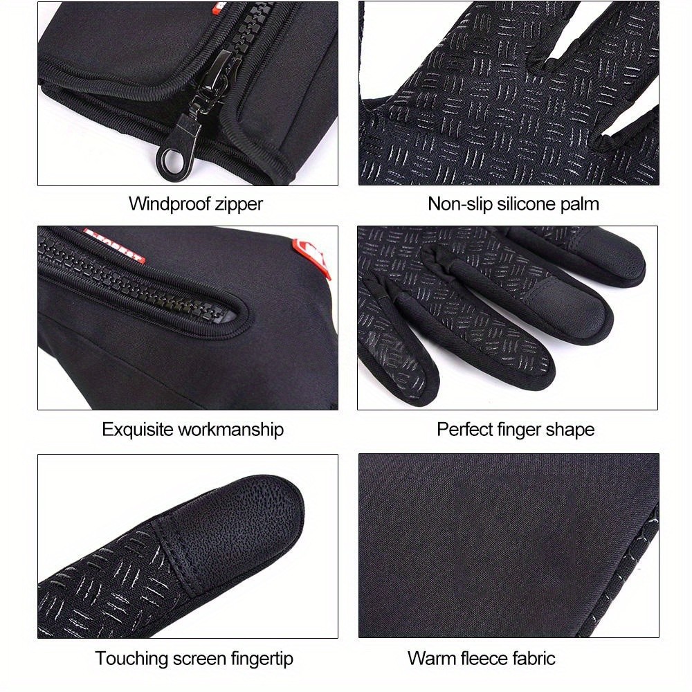 Windproof Waterproof Winter Gloves Touch Screen Lined Warm Men Women 7Color Pair
