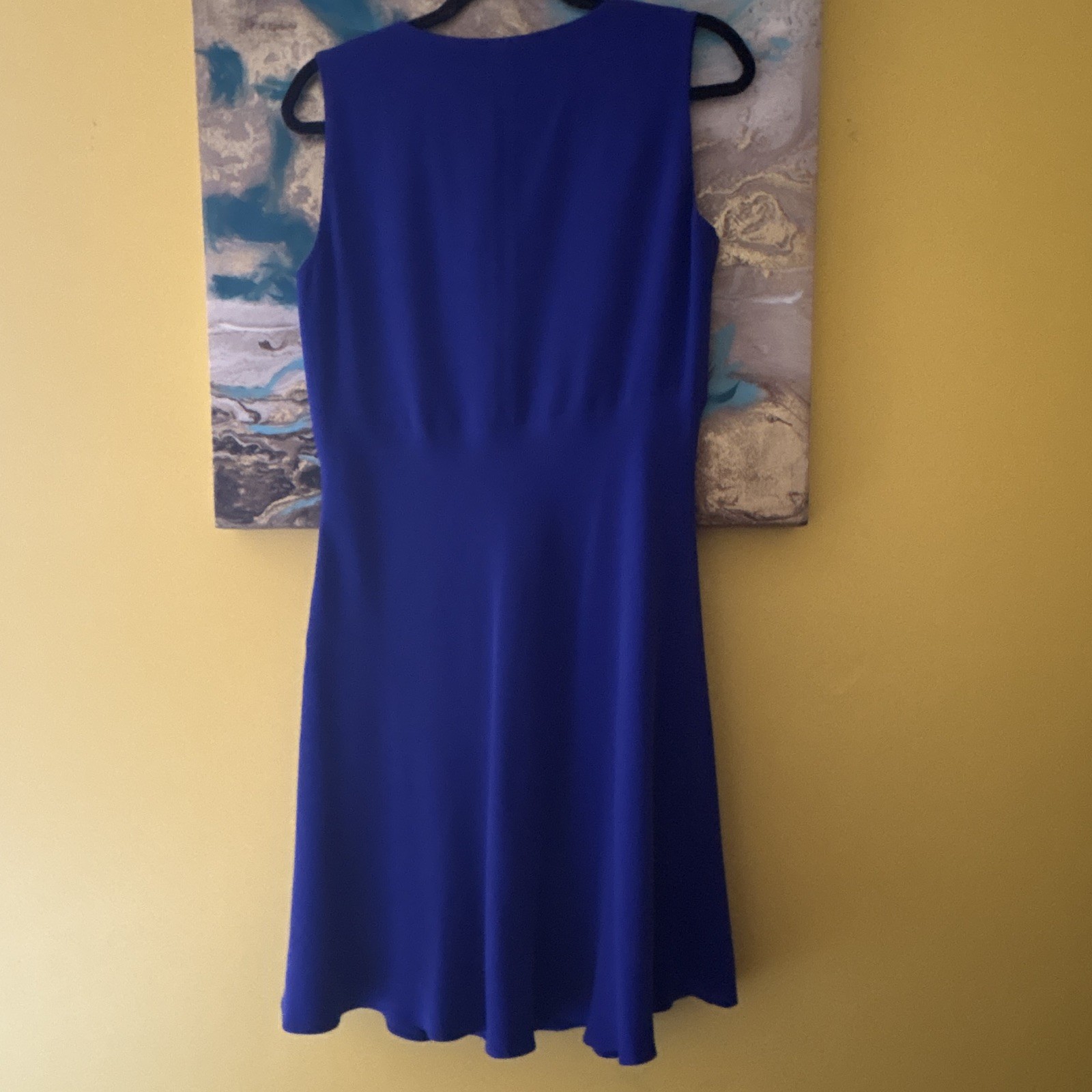 Casual Corner Blue Sleeveless Round Neck A-Line Silk Lined Knee Dress 12